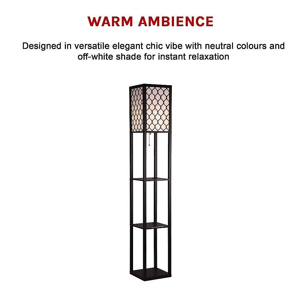 Modern Floor Lamp with Open Shelves & Diffused Shade - Perfect for Living Room, Bedroom, or Office Lighting