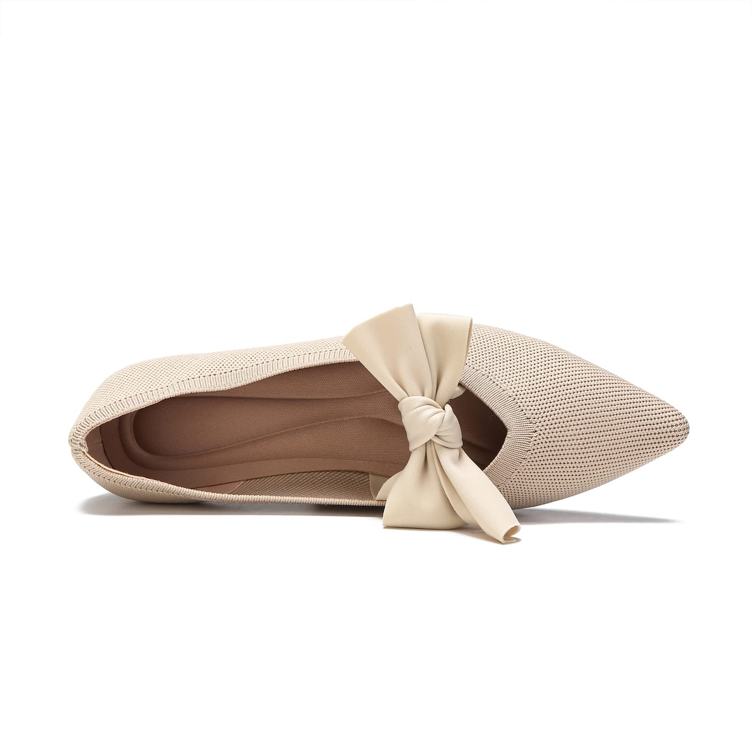 Women's Breathable Mesh Ballet Flats - Comfortable Slip-On Knit Shoes with Bow Detail & Pointed Toe | Perfect for Work, Travel & Casual Outfits