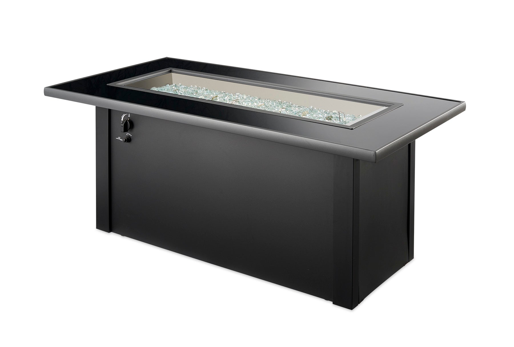 Outdoor GreatRoom Monte Carlo 59-Inch Black Linear Gas Fire Pit Table with 42-Inch Crystal Fire Burner - Perfect for Patio, Backyard, and Outdoor Entertaining (MCR 1242 BLK K)