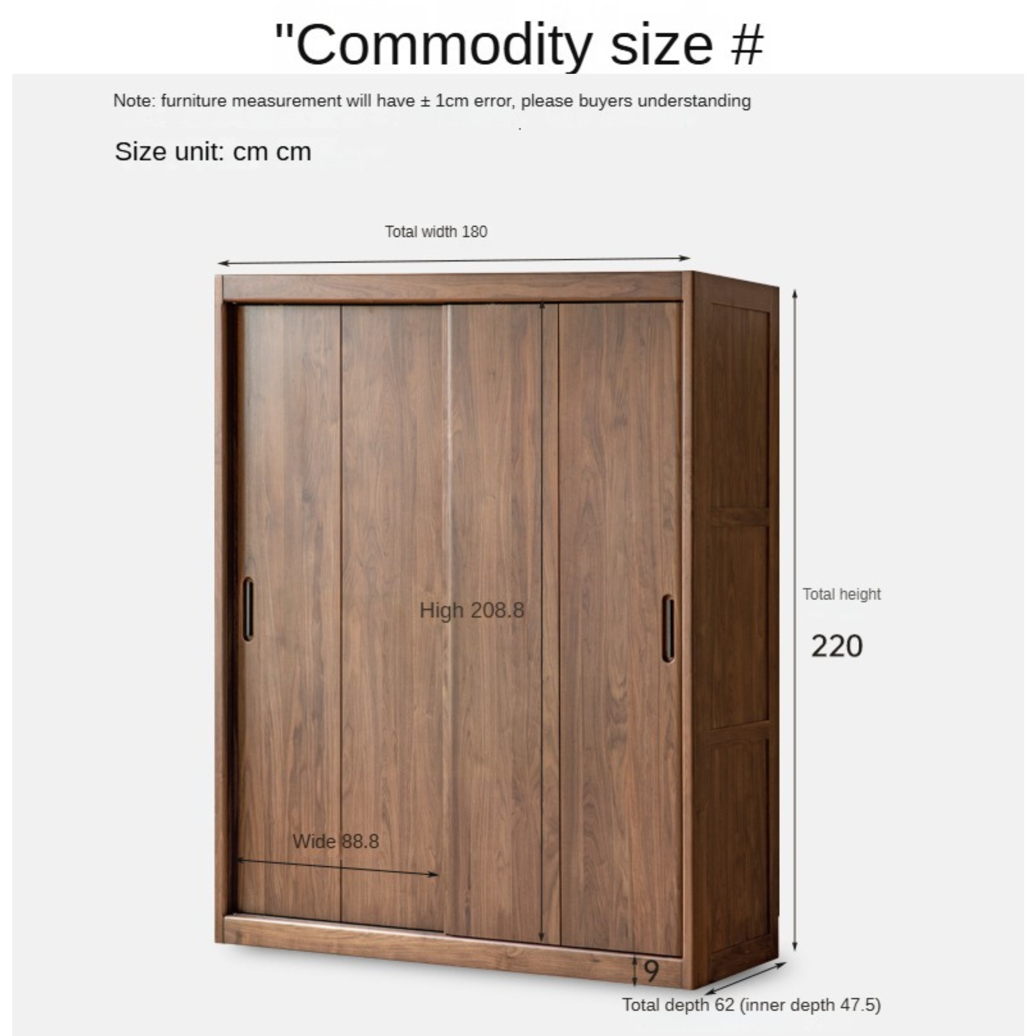 Premium Black Walnut Solid Wood Sliding Door Closet - Elegant & Durable Wardrobe Solution for Bedroom, Walk-in Closet, and Modern Home Decor