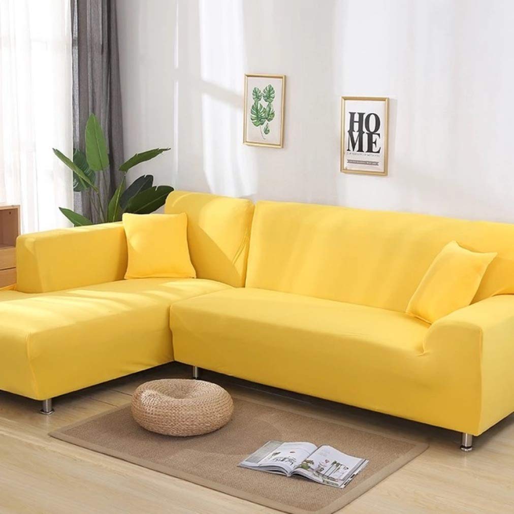 Elastic Stretch Solid Color L-Shaped Sofa Slipcover - Corner & Sectional Couch Cover Protector for Living Room, Home Decor & Pet-Friendly Furniture Protection