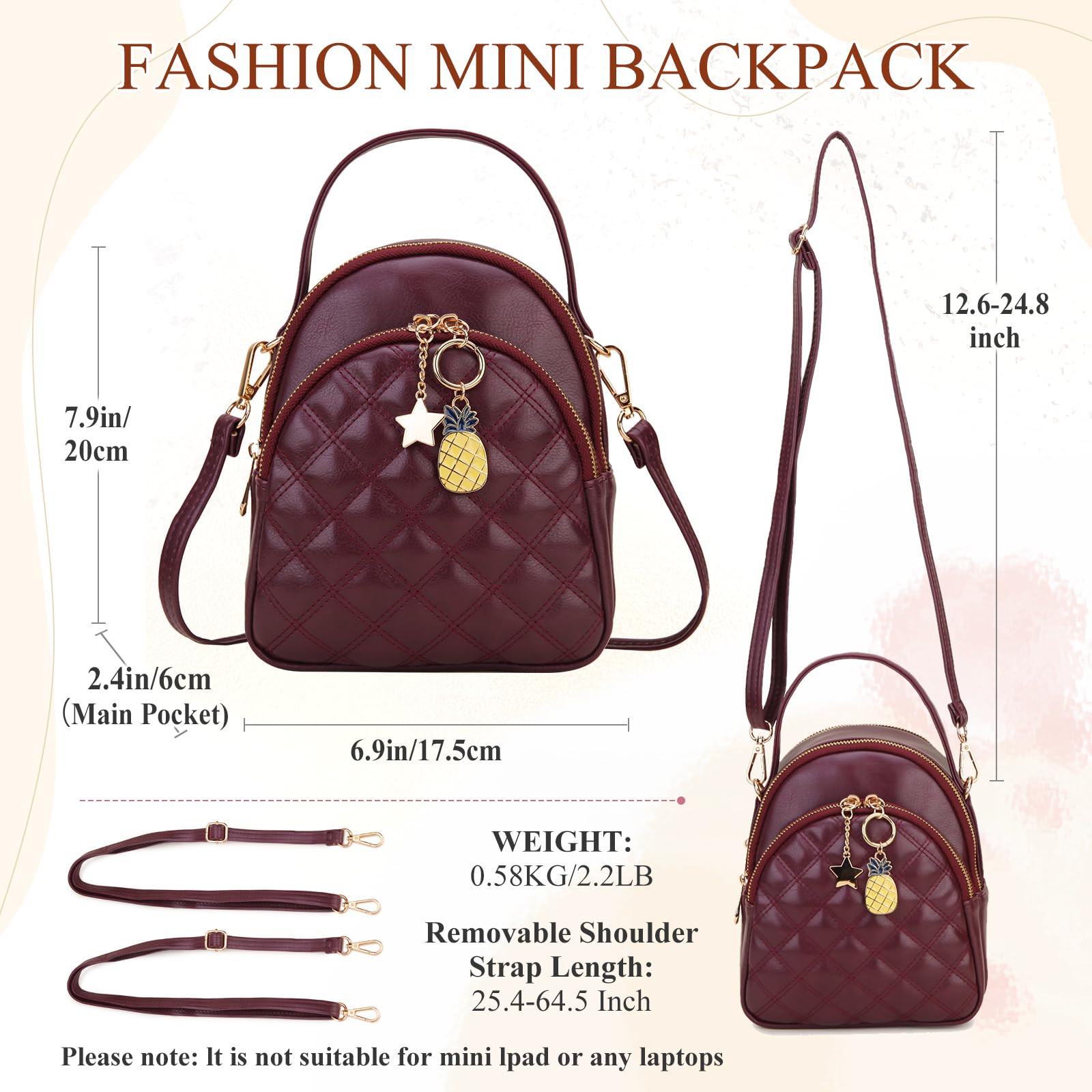VONXURY Mini Leather Backpack for Women - Stylish Travel Daypack & Purse
