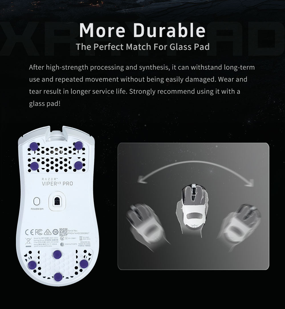 X Raypad Obsidian Air Mouse Skates – Universal Dots for Gaming Mice | Smooth Gliding & Precision Control for FPS, MOBA & Esports Gaming