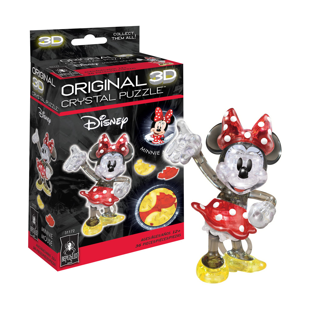 BePuzzled Disney Minnie Mouse 3D Crystal Puzzle - 36 Piece Brain Teaser for Kids & Adults | Fun Family Game Night & STEM Learning Activity