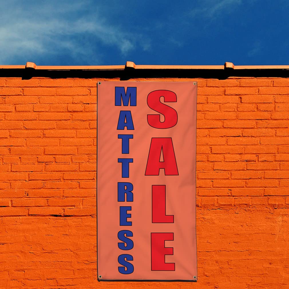 Premium Vertical Vinyl Banner - Weatherproof Outdoor Business Sign (96x48 Inches) with 8 Grommets - Ideal for Mattress Sales, Yard Signs & Industrial Use - Available in Blue, Red & Multiple Sizes