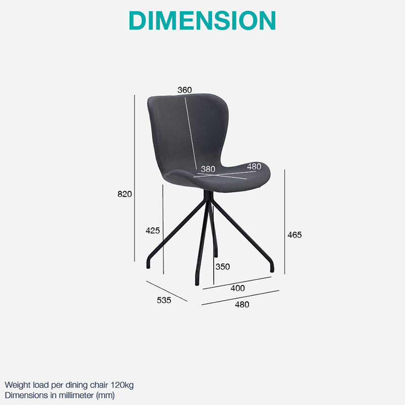 GRYTA Modern Dining Chair - Grey Upholstered Seat - Comfortable & Stylish for Kitchen, Dining Room, or Home Office - Perfect for Small Spaces & Entertaining Guests