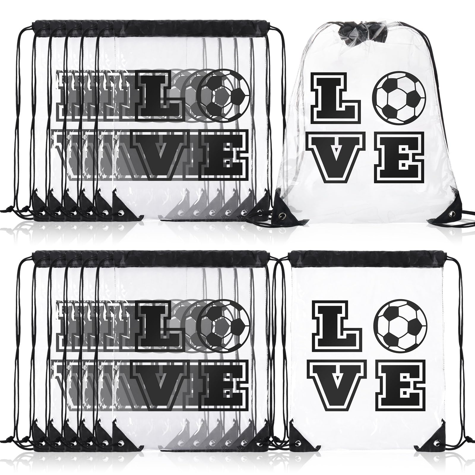 12 Pack Clear Drawstring Bags - Reusable Gift Packaging & Party Favor Pouches - Adjustable Backpack for Sports, Soccer, Travel & Storage - Perfect for Men & Women (Multi-Purpose Use for Events, Gifts & Organization)