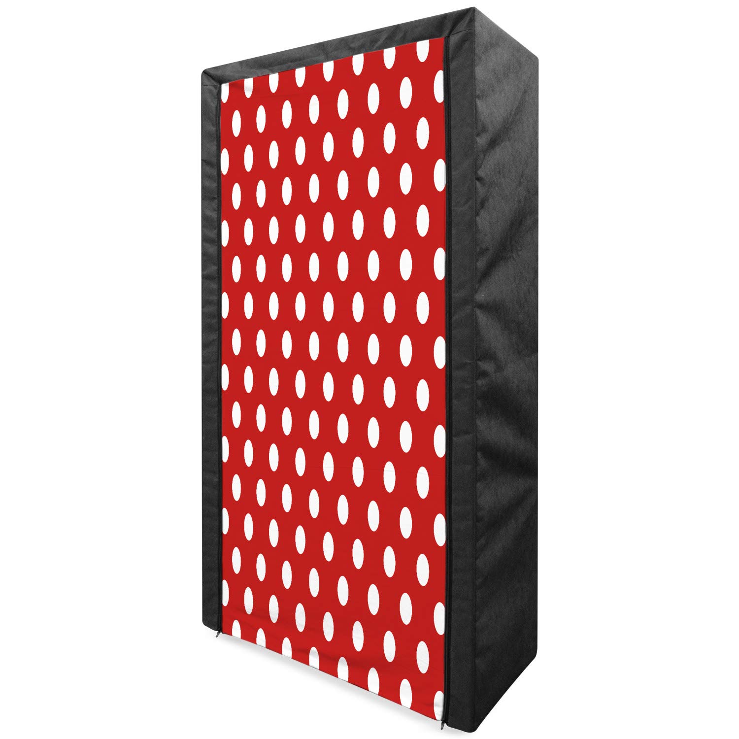 Ambesonne Retro Portable Fabric Wardrobe | Vintage Polka Dot Design Clothing Organizer with Shelves | 33.5 Inch Storage Closet for Bedroom & Closet Organization | Perfect for Small Spaces, Dorm Rooms & Guest Rooms