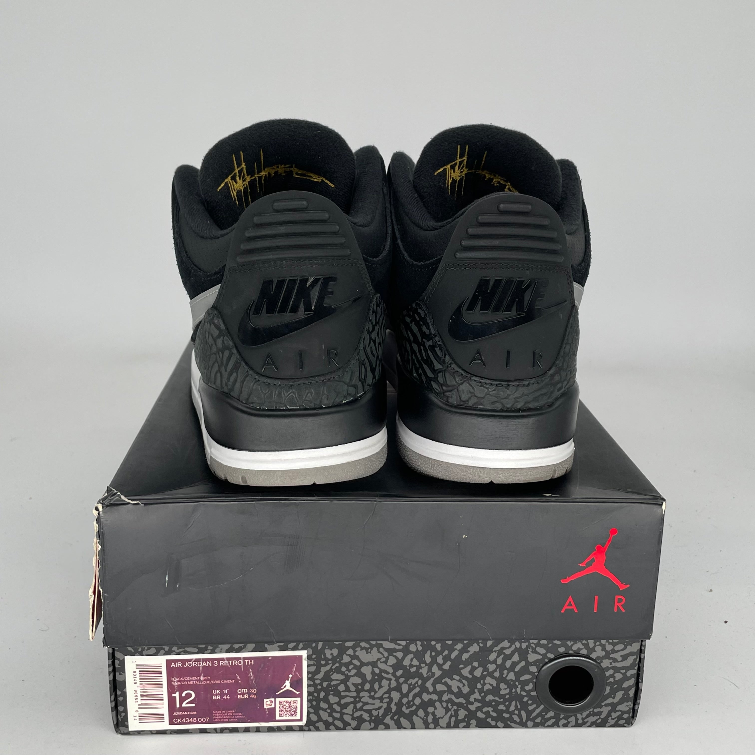 AIR JORDAN 3 TINKER Black Cement Gold Men's Basketball Shoes Size 12 - Retro Sneakers for Sports, Casual Wear & Street Fashion (Style: CK4348-007)