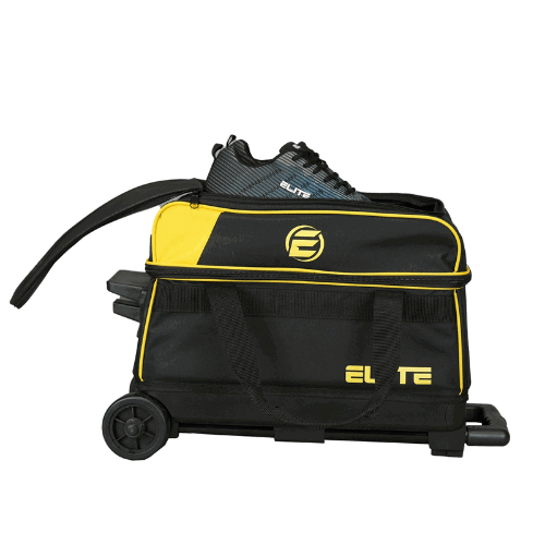 ELITE Basic Double Roller Black/Yellow Bowling Bag - Durable Travel Bowling Case for League & Tournament Players - Perfect for Bowling Alley, Sports Gym & Travel
