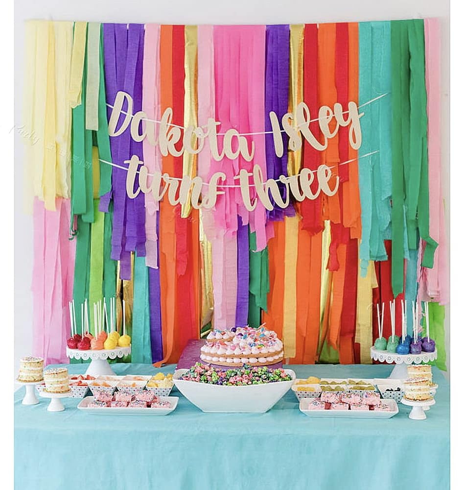 433ft Long 1.77in Wide Rainbow Crepe Paper Streamers - 6 Pack for Party Decorations, Wedding & Festival Tassels | Perfect for Birthday Celebrations, Baby Showers & Holiday Events