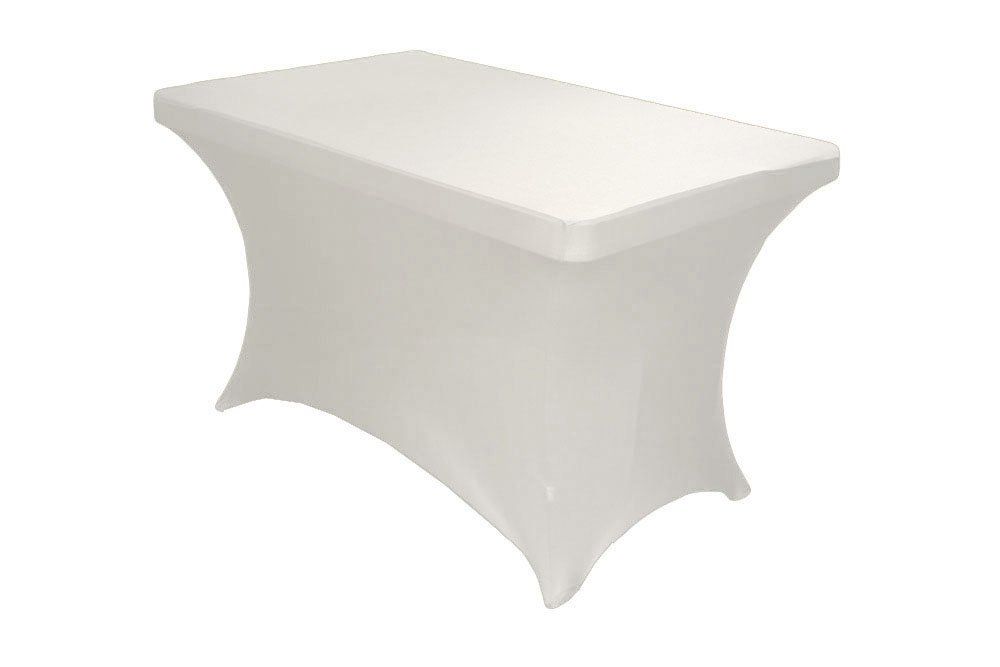 Stretchable Elastic Tablecloth - White Linen Spandex 48x24