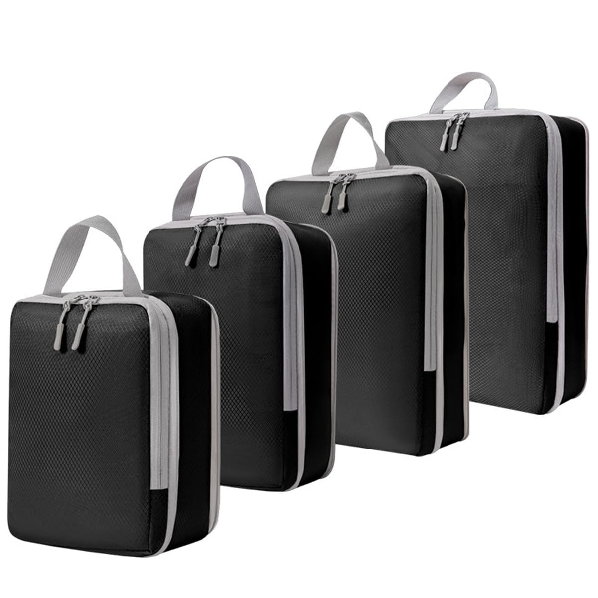 4-Piece Expandable Compression Packing Cubes Set - Travel Organizer for Luggage & Suitcases, Black | Perfect for Business Trips, Vacations & Weekend Getaways