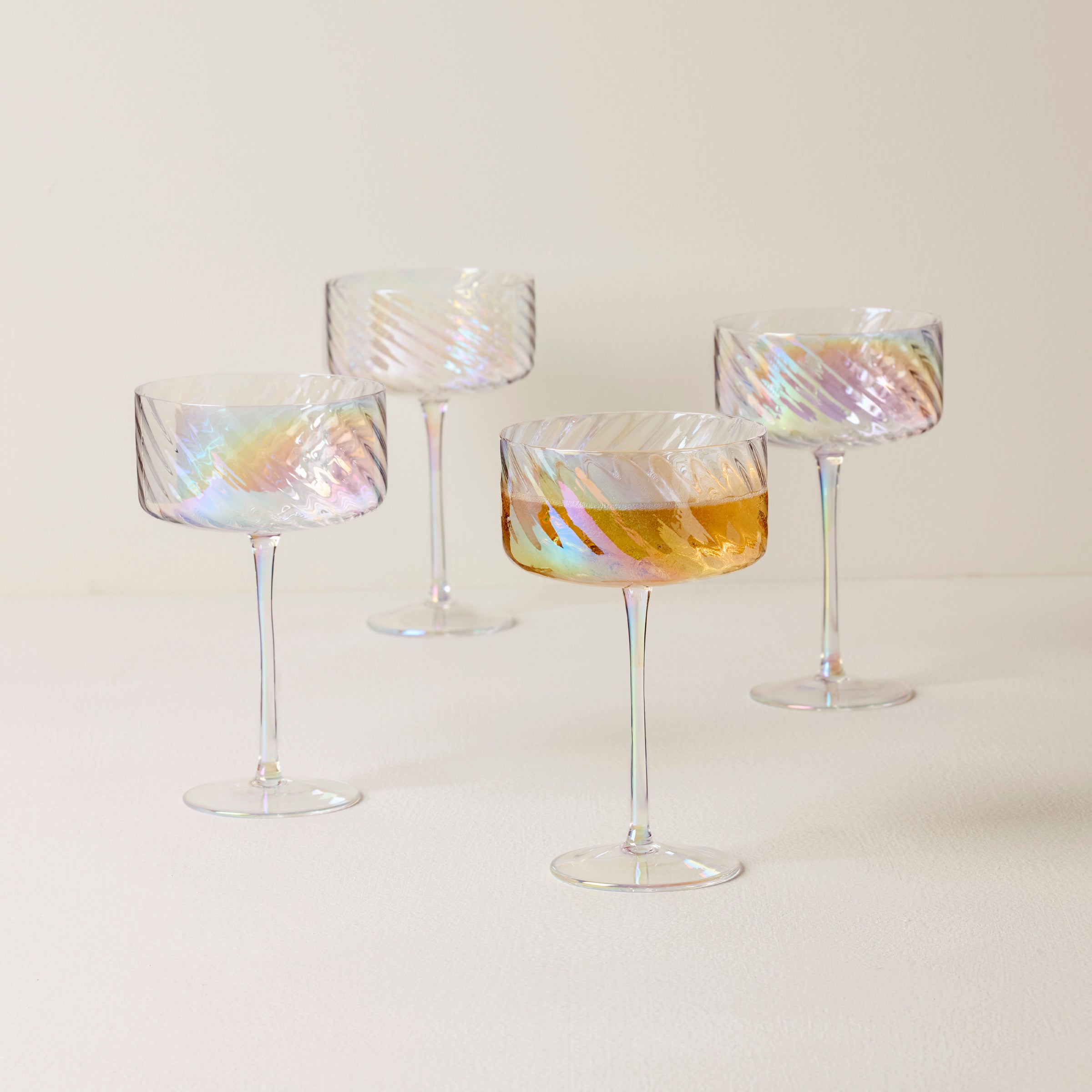 Tuscany Classics Iridescent Coupe Glasses Set of 4 - Elegant Stemware for Champagne, Cocktails & Wine Tasting Parties
