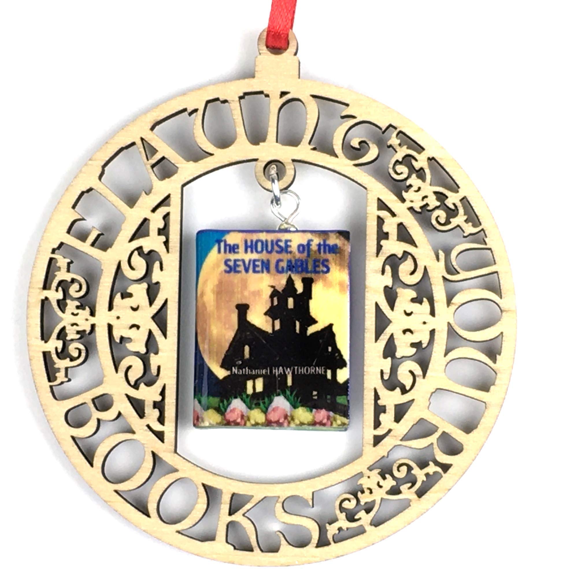 House of the Seven Gables Ornament - Nathaniel Hawthorne Clay Mini Book Framed Wall Art - Vintage Literary Home Decor for Bookshelves, Living Room & Study