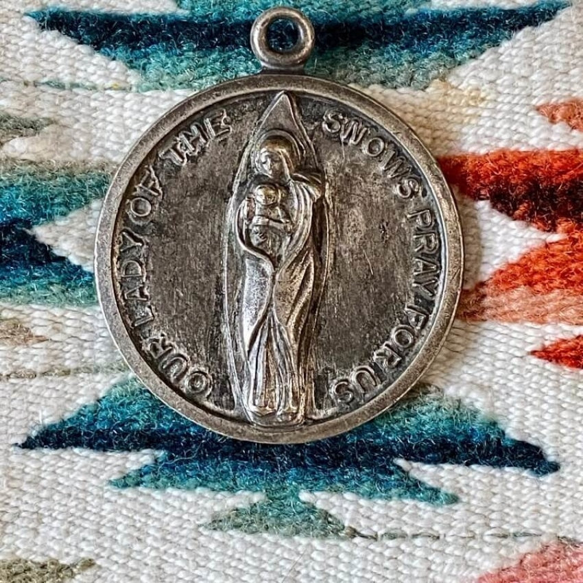 Sterling Silver Our Lady of the Snows Religious Pendant Necklace - Perfect for Catholic Gifts, Baptism, First Communion & Spiritual Jewelry Collection