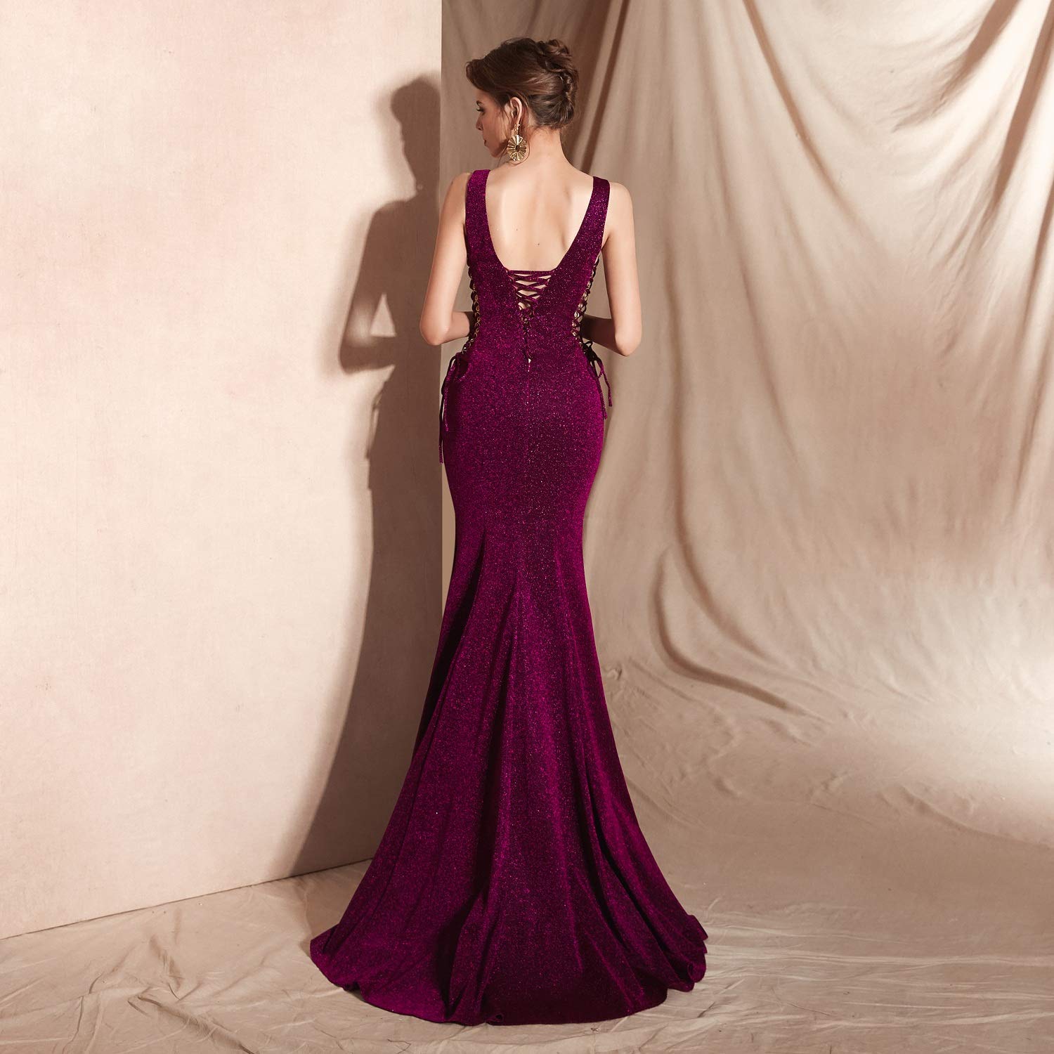 Elegant Women's Sexy Trumpet Mermaid Prom Dress - V-Neck Evening Gown for Wedding, Party & Special Occasions | Perfect for Brides, Bridesmaids & Formal Events