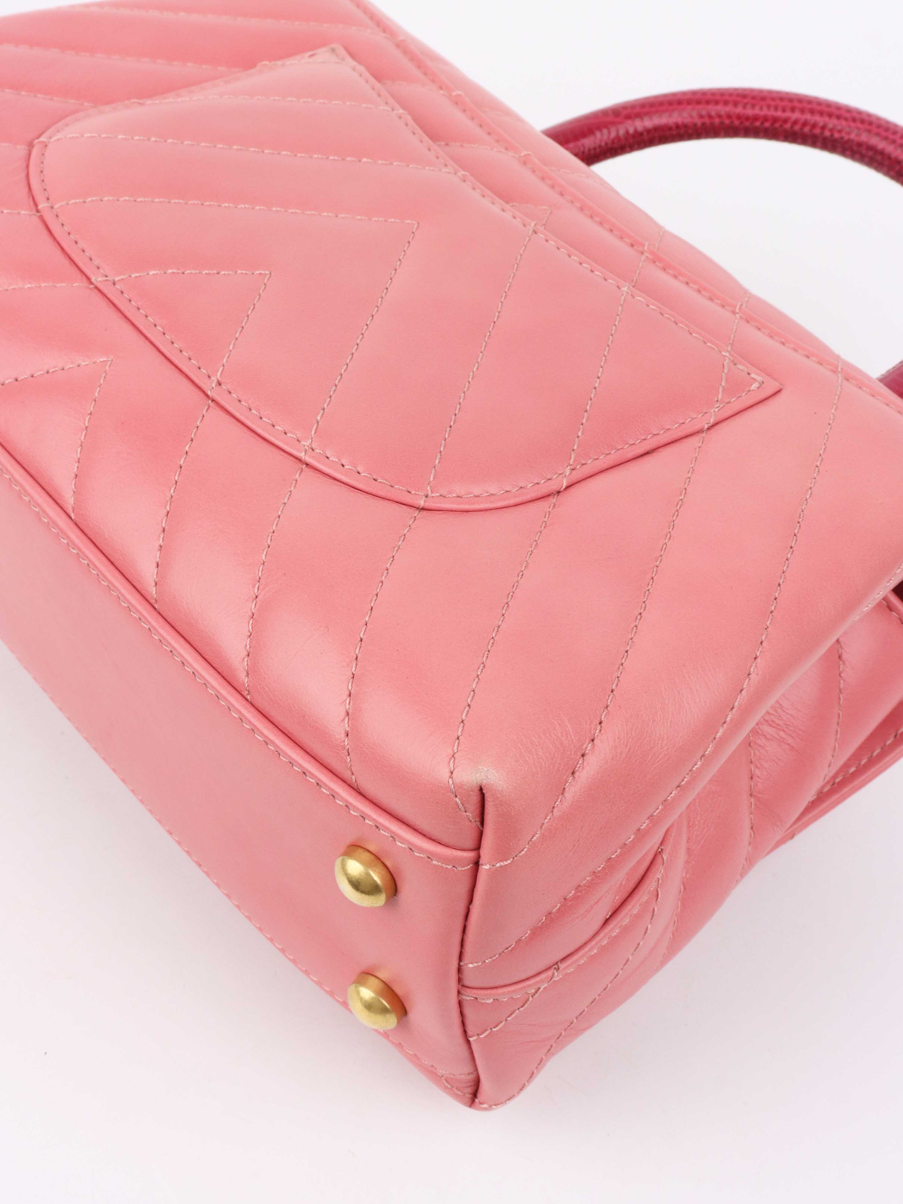 Chanel Small Pink Chevron Coco Handle Bag - Luxury Designer Crossbody Purse for Women, Perfect for Parties, Dating & Special Occasions