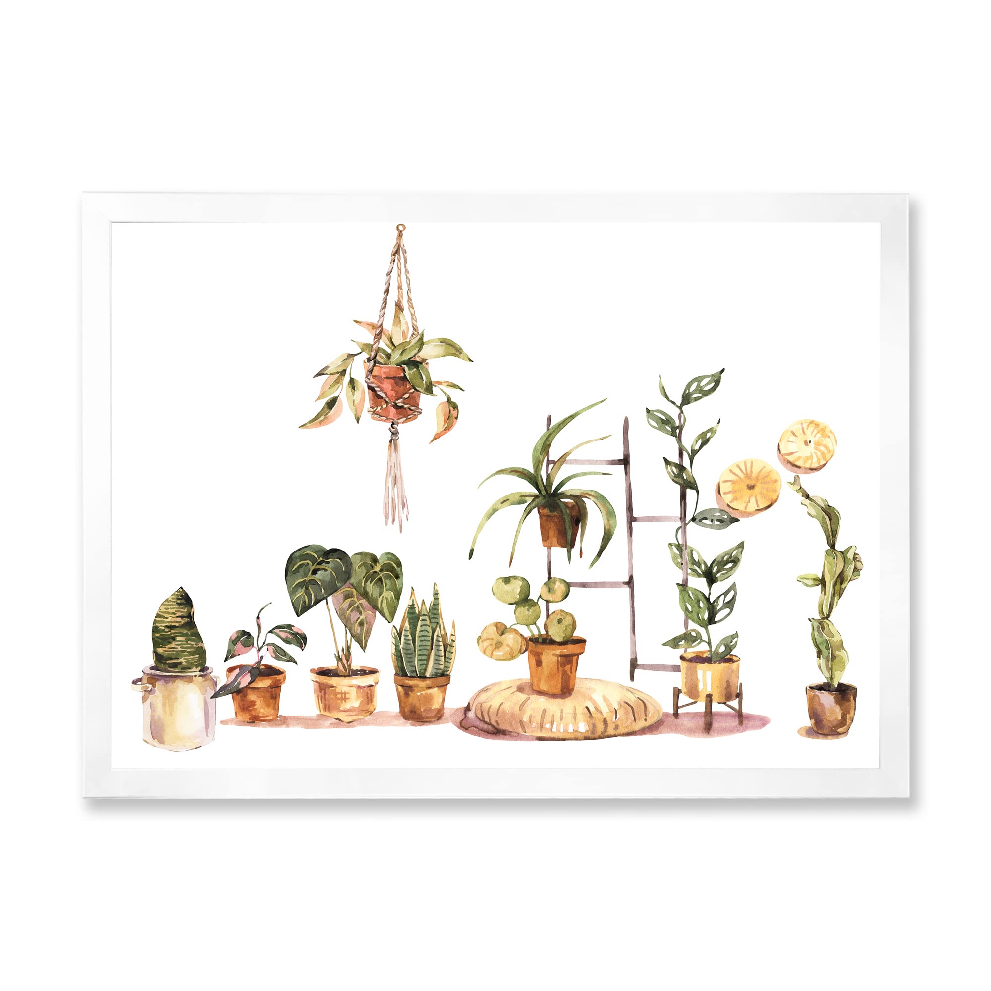 Indoor House Plants Urban Jungle II Traditional Framed Wall Art - Botanical Home Decor for Living Room, Bedroom & Office