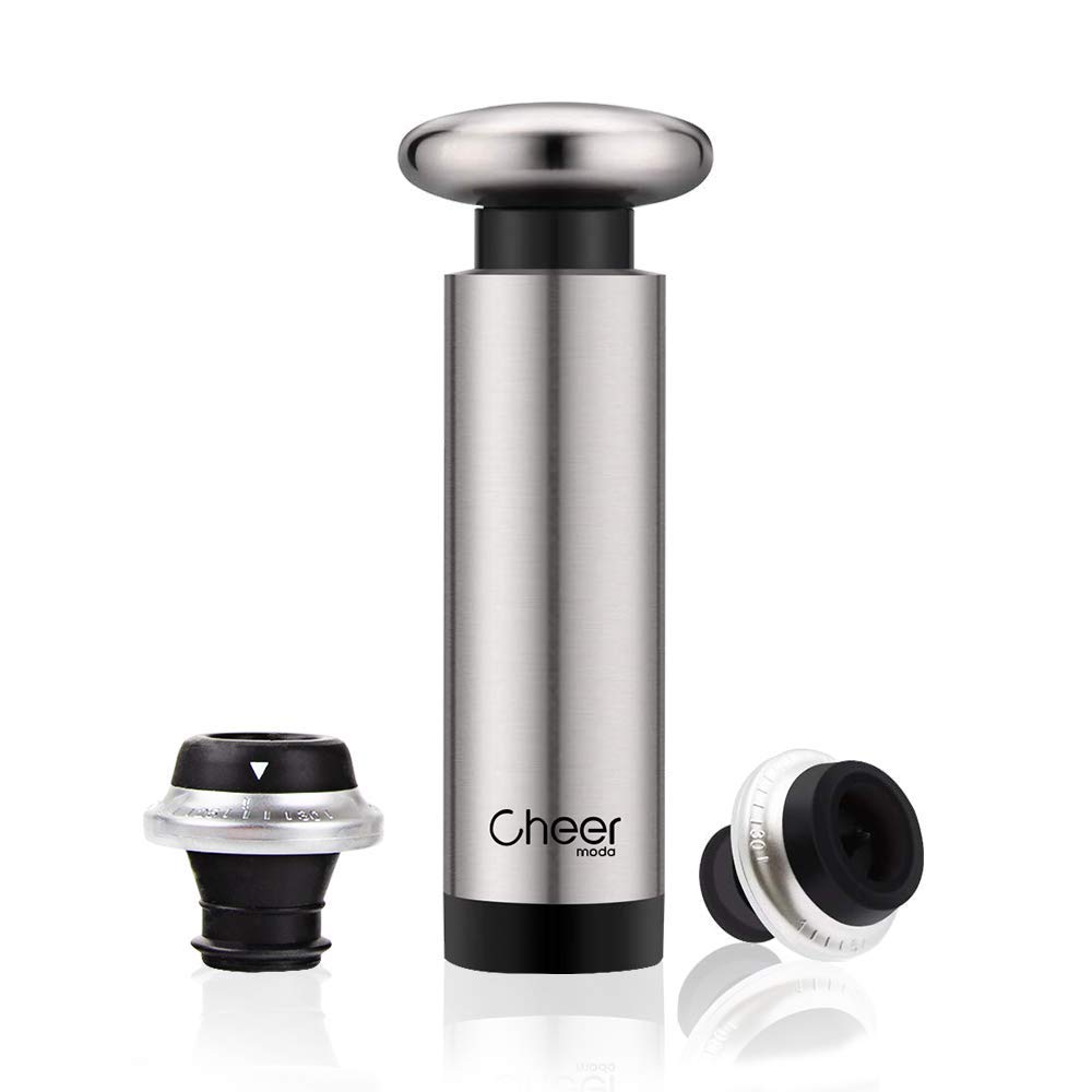 Premium Wine Saver Vacuum Pump Kit - 2 Extra-Tight Leak-Free Bottle Stoppers with Date Markers | Wine Preserver Sealer for Red, White & Sparkling Wines | Ideal for Home Bars, Restaurants & Wine Enthusiasts