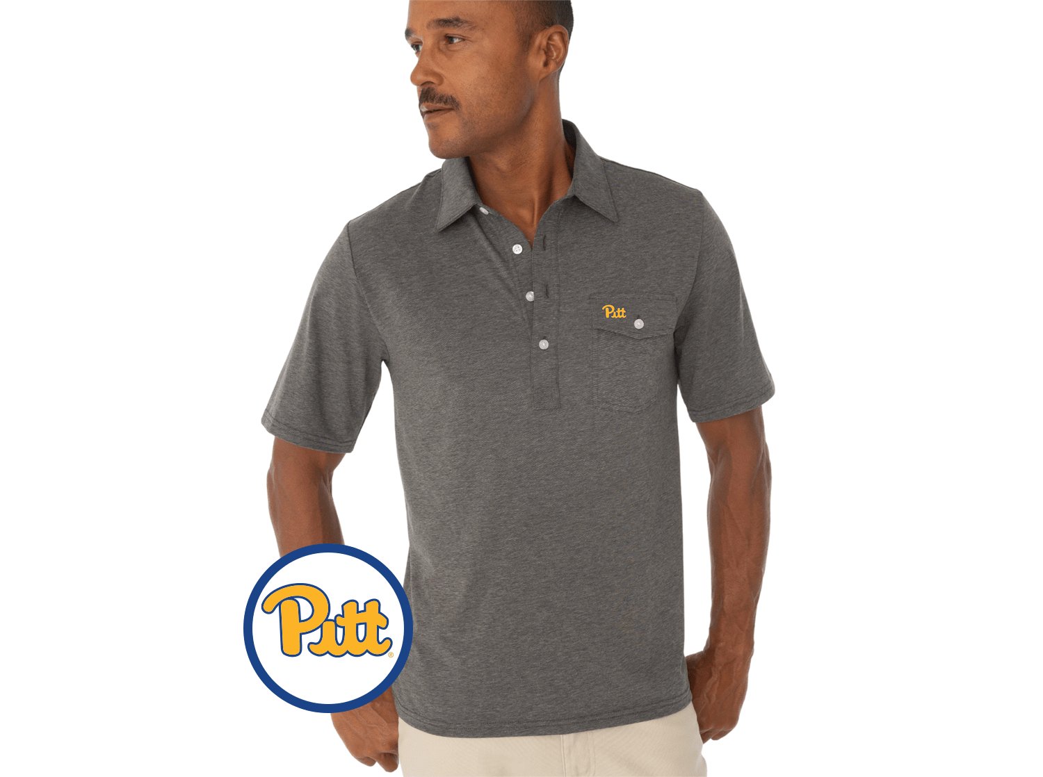 Pitt Coach's Performance Players Shirt - Moisture Wicking Athletic Tee for Men - Heather Grey - Perfect for Training, Gym Workouts & Sports Activities