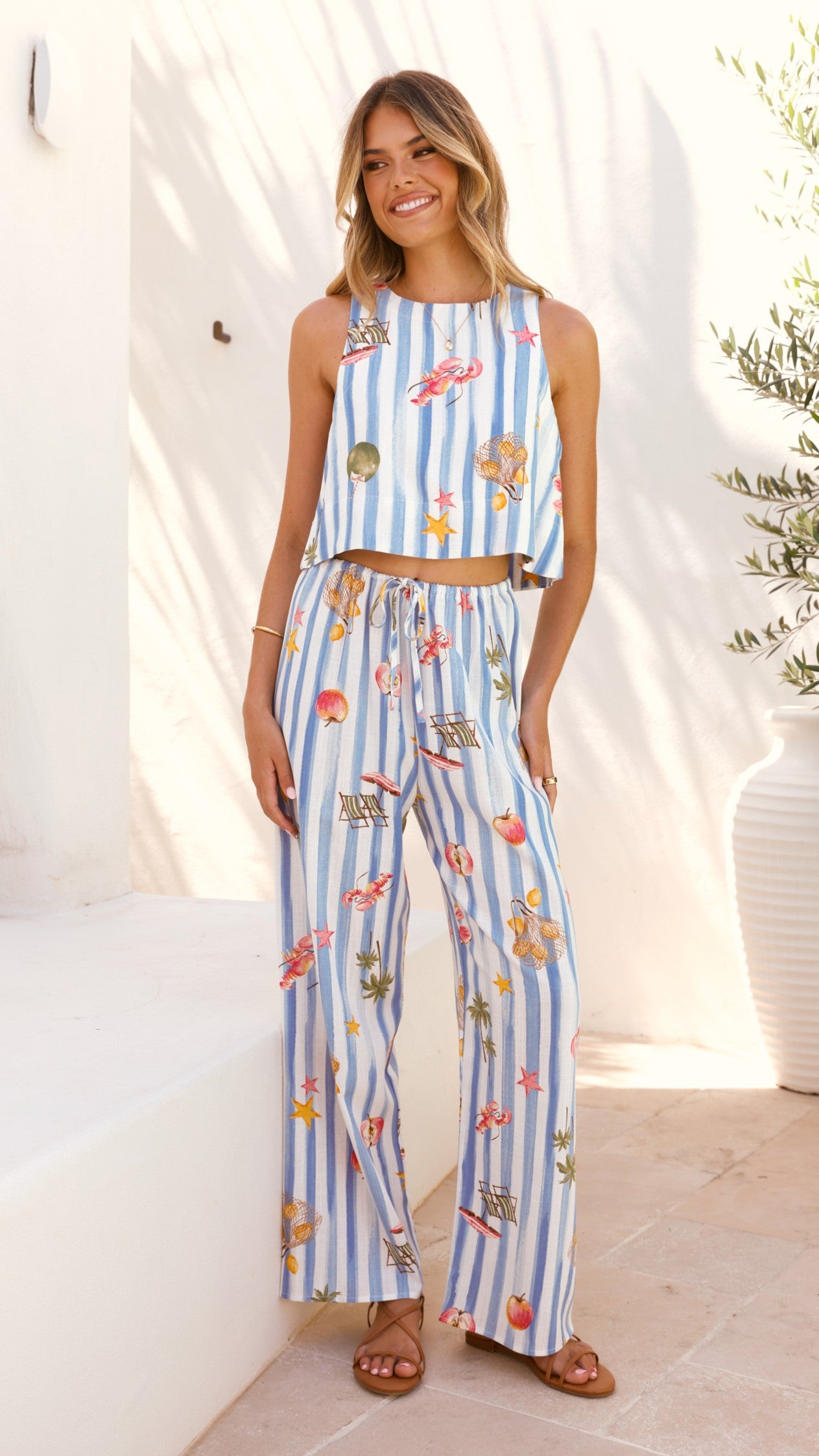 Alejandro Striped Sailor Print Pants - Stylish Nautical Trousers for Men & Women | Perfect for Beach Outings, Summer Vacations & Casual Wear