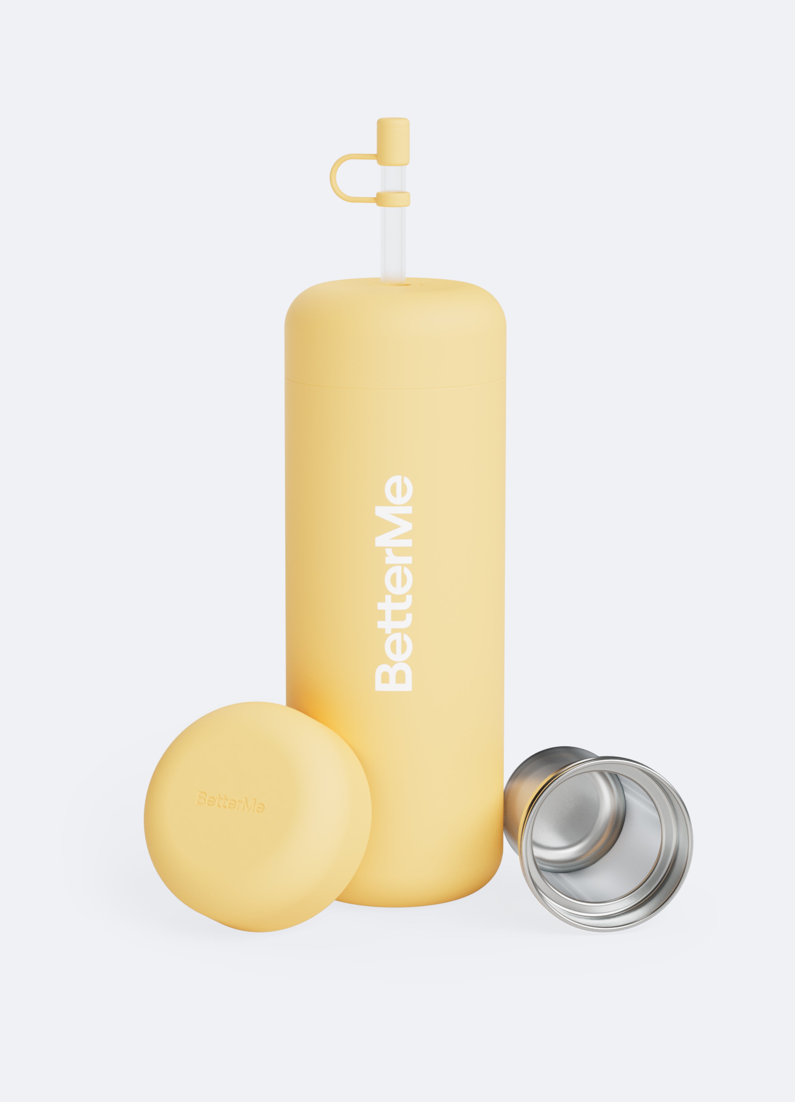 BetterMe Insulated Water Bottle - 20oz Stainless Steel Vacuum Flask, Leak-Proof & BPA-Free, Butter Yellow - Perfect for Gym, Hiking, Office & Travel Hydration