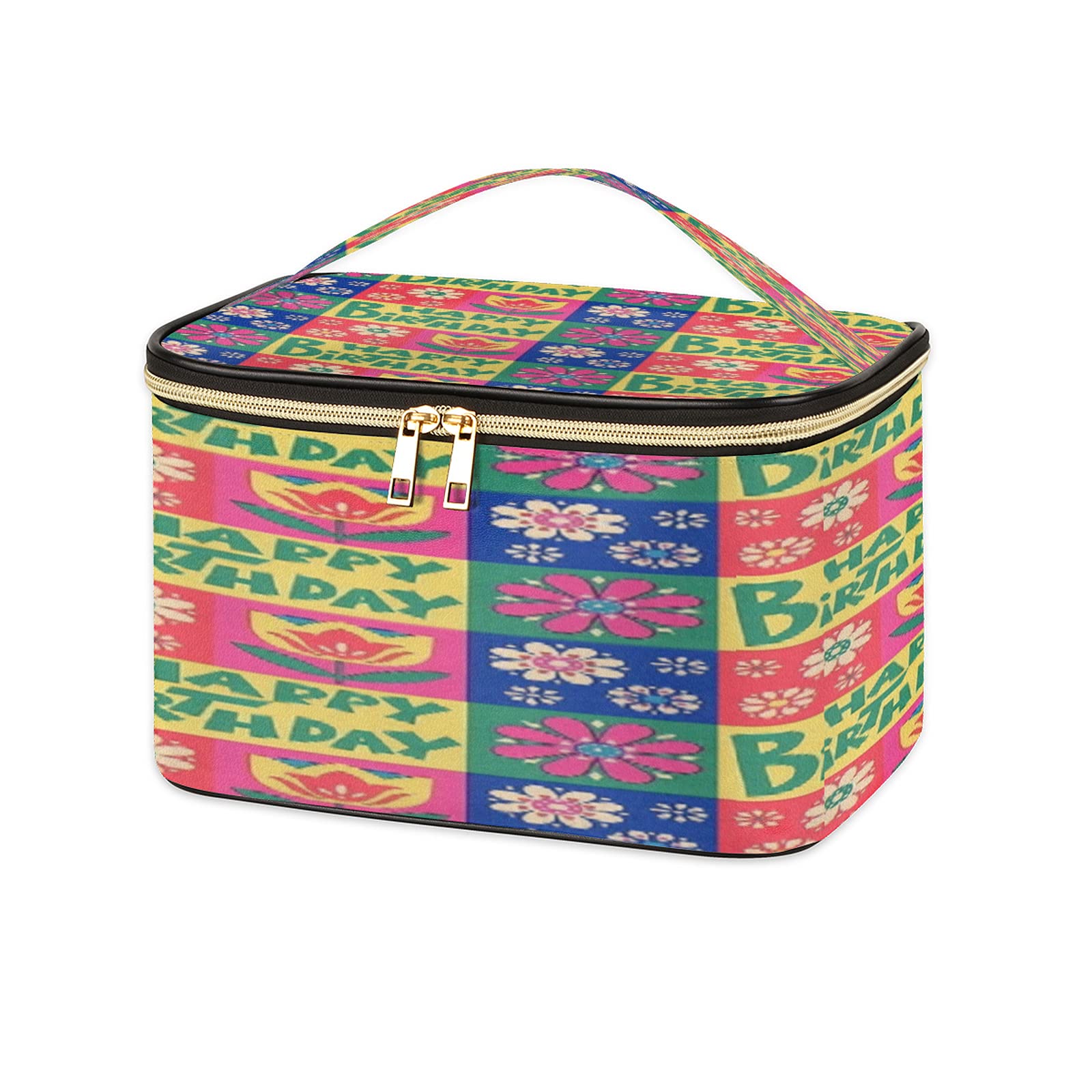 Portable Waterproof Leather Makeup Bag with Handle & Brush Holder - Travel Cosmetic Organizer for Women & Girls | Perfect for Birthday Gifts, Daily Use & On-the-Go Makeup Storage