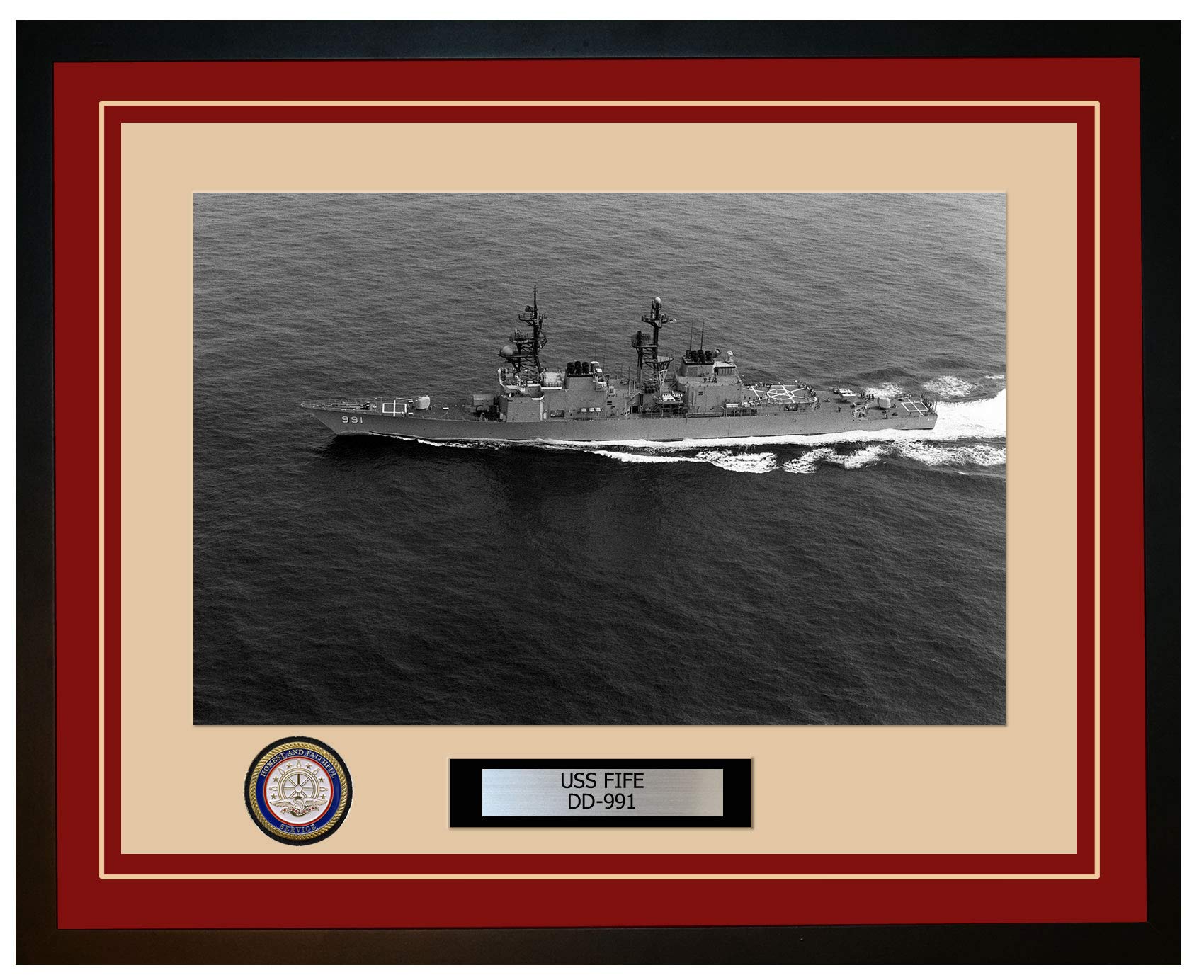 USS FIFE DD-991 Navy Ship Framed Photo - Premium Quality Display for Military Collectors & Navy Veterans - Perfect for Home Office, Man Cave, or Military Memorabilia Collection