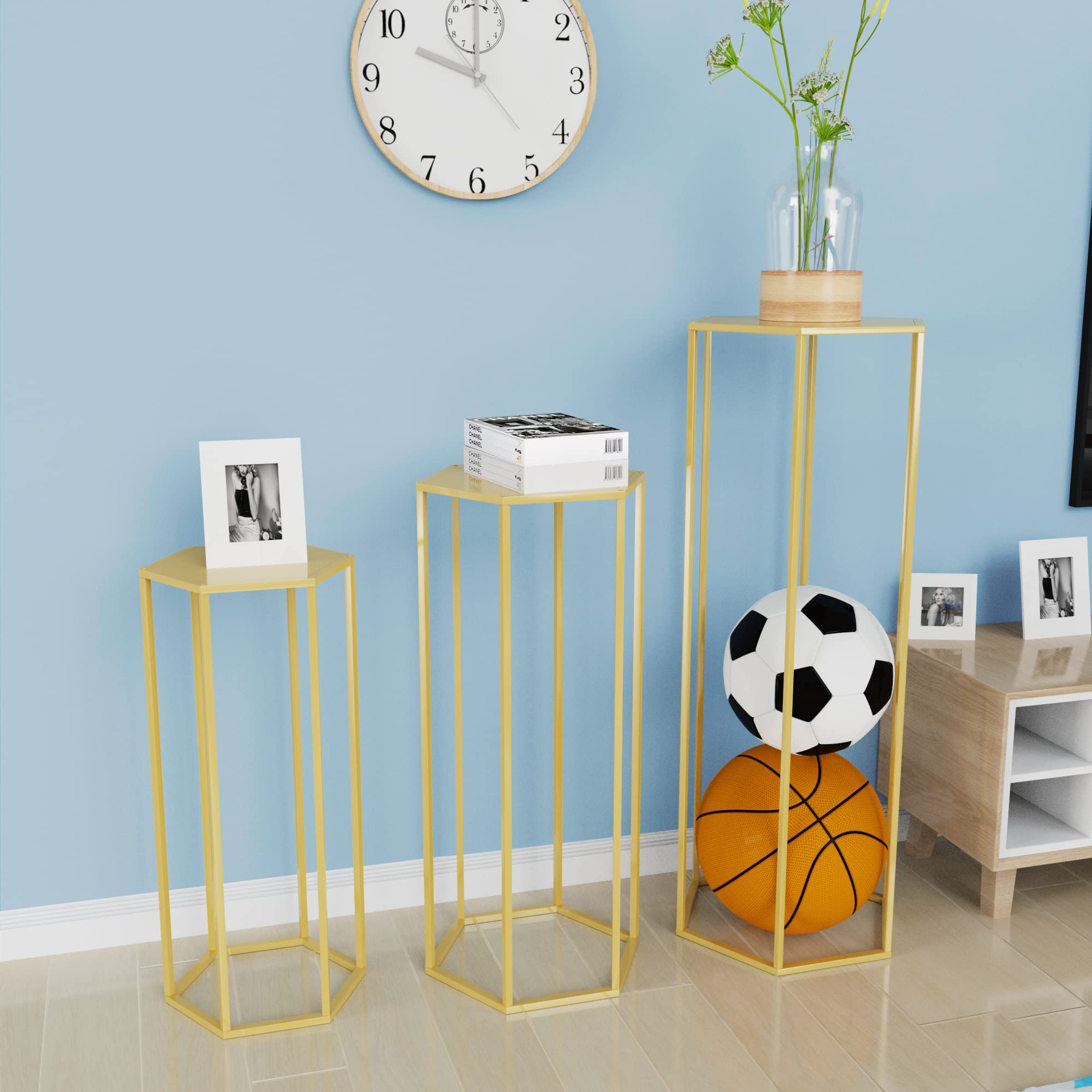 Hexagon Pedestal Stand Set of 3 - 35.43