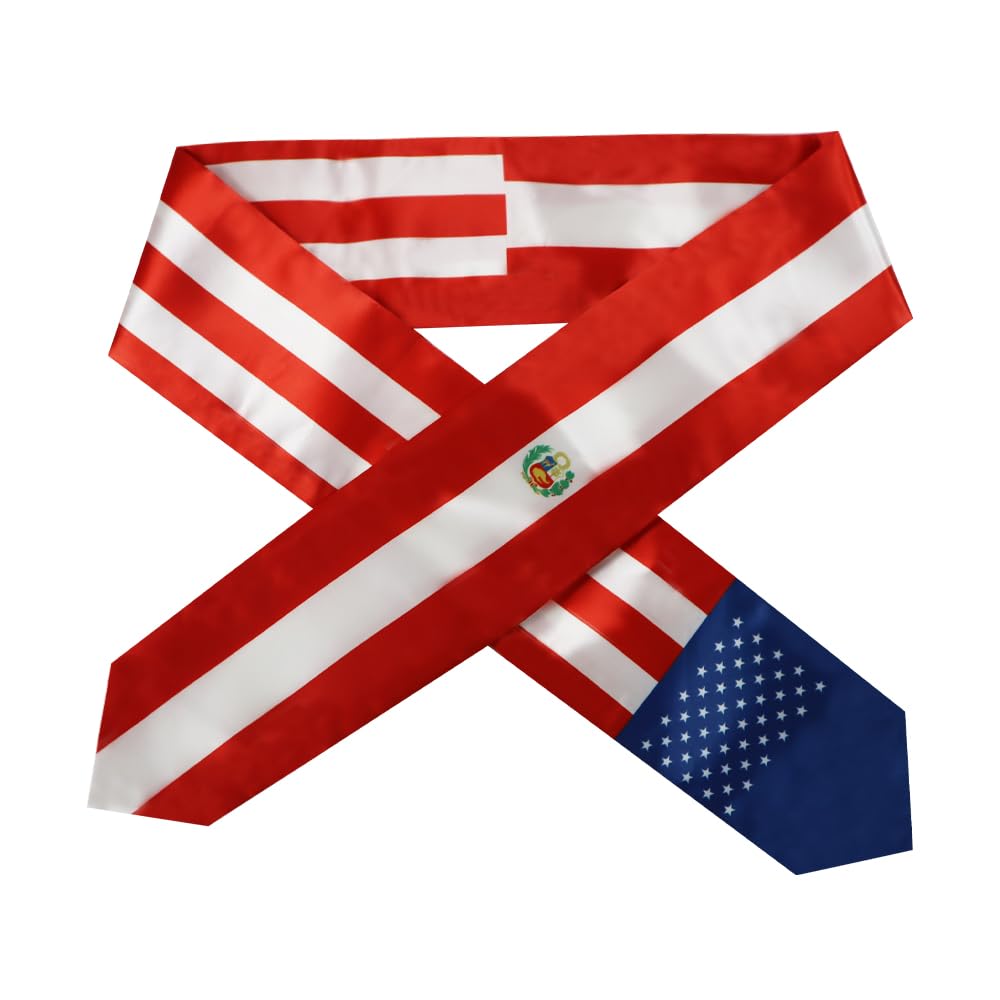 Peru Flag Graduation Stole - Double Sided Sash Scarf for International Students - Graduation Ceremony Gift & Decoration for College, University Commencement