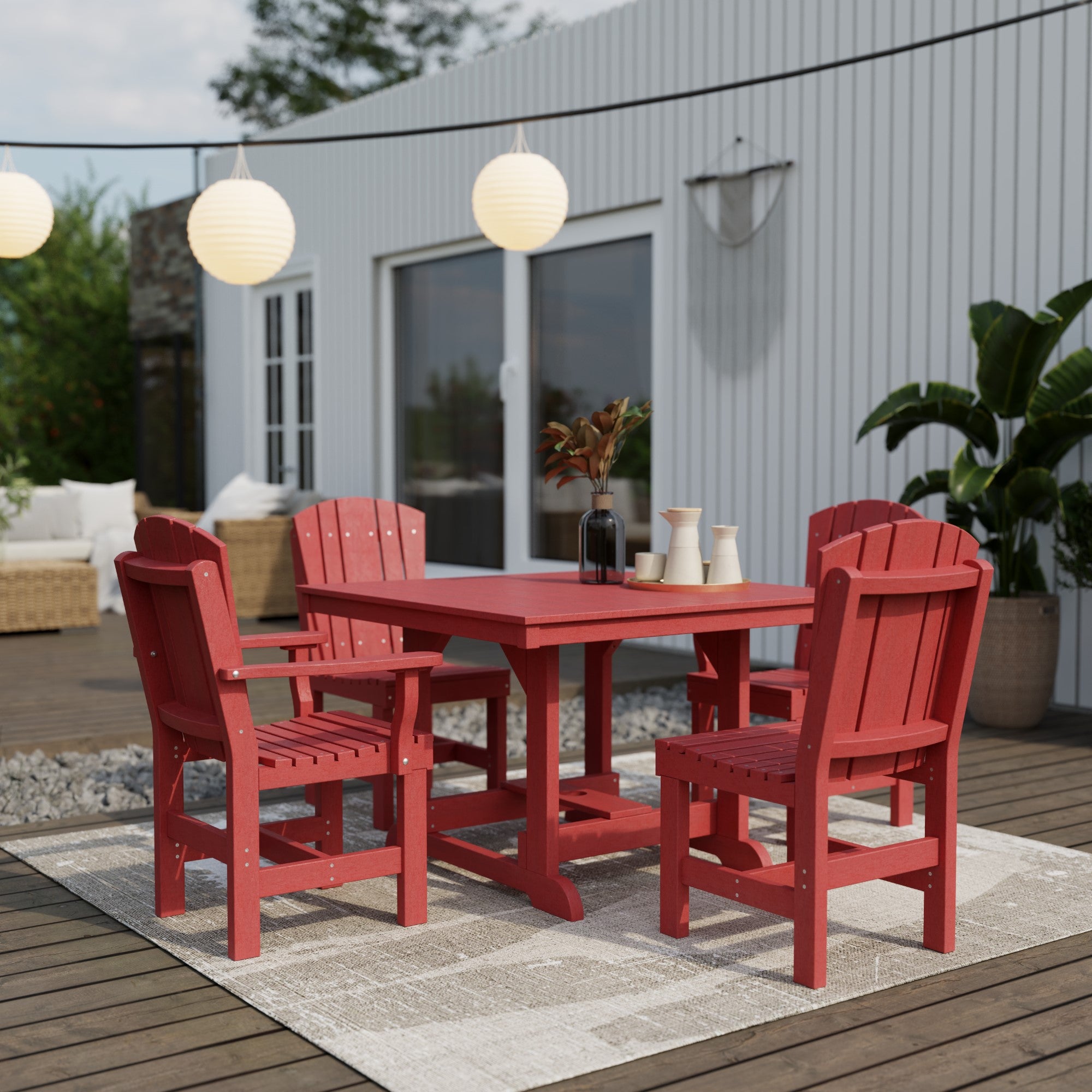 Heritage 5-Piece 44x44 Inch Square Outdoor Dining Set with Cushions - Perfect for Patio, Garden, and Backyard Entertaining