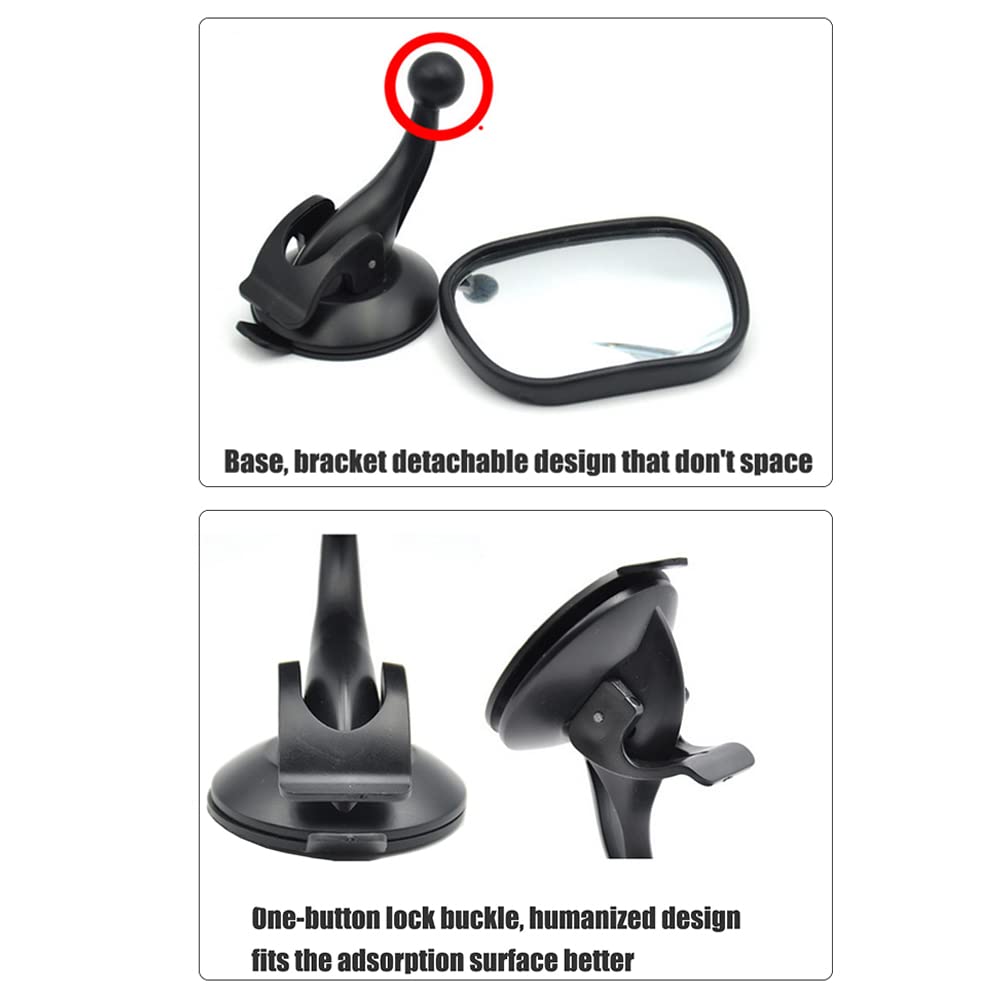 360 Degree Adjustable Shatter-Proof Baby Car Mirror - Black Acrylic Rearview Mirror for Backseat Safety with Strong Suction Cup - Perfect for Parents to Monitor Infants in Rear-Facing Car Seats During Travel