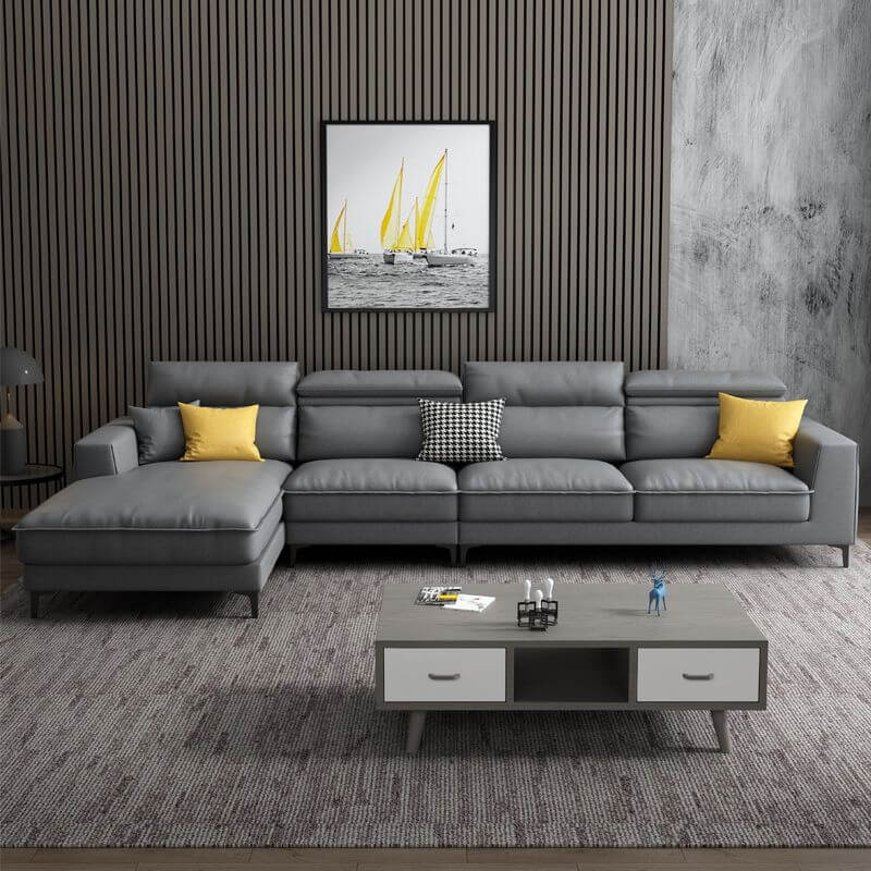 Modular L-Shaped Sofa for Living Room - Modern Square Armrests, Stylish & Comfortable - Perfect for Small Spaces, Apartments & Home Theater Seating