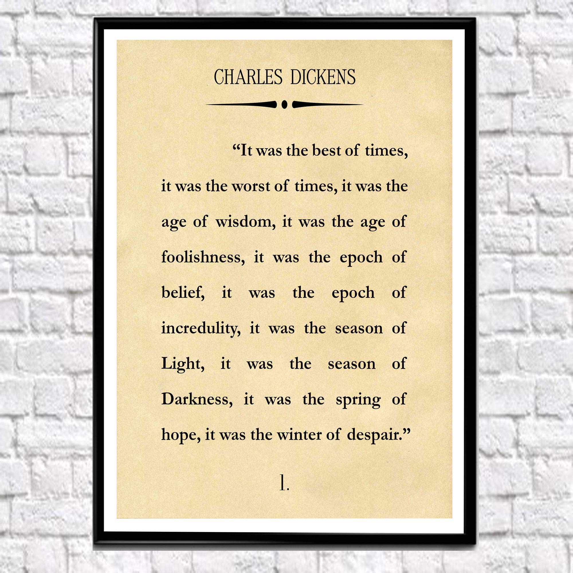 Charles Dickens A Tale of Two Cities Literary Wall Art Print - Vintage Book Poster with Famous Quote, 5x7 Parchment - Perfect for Home Decor, Office, Library & Gifts for Book Lovers