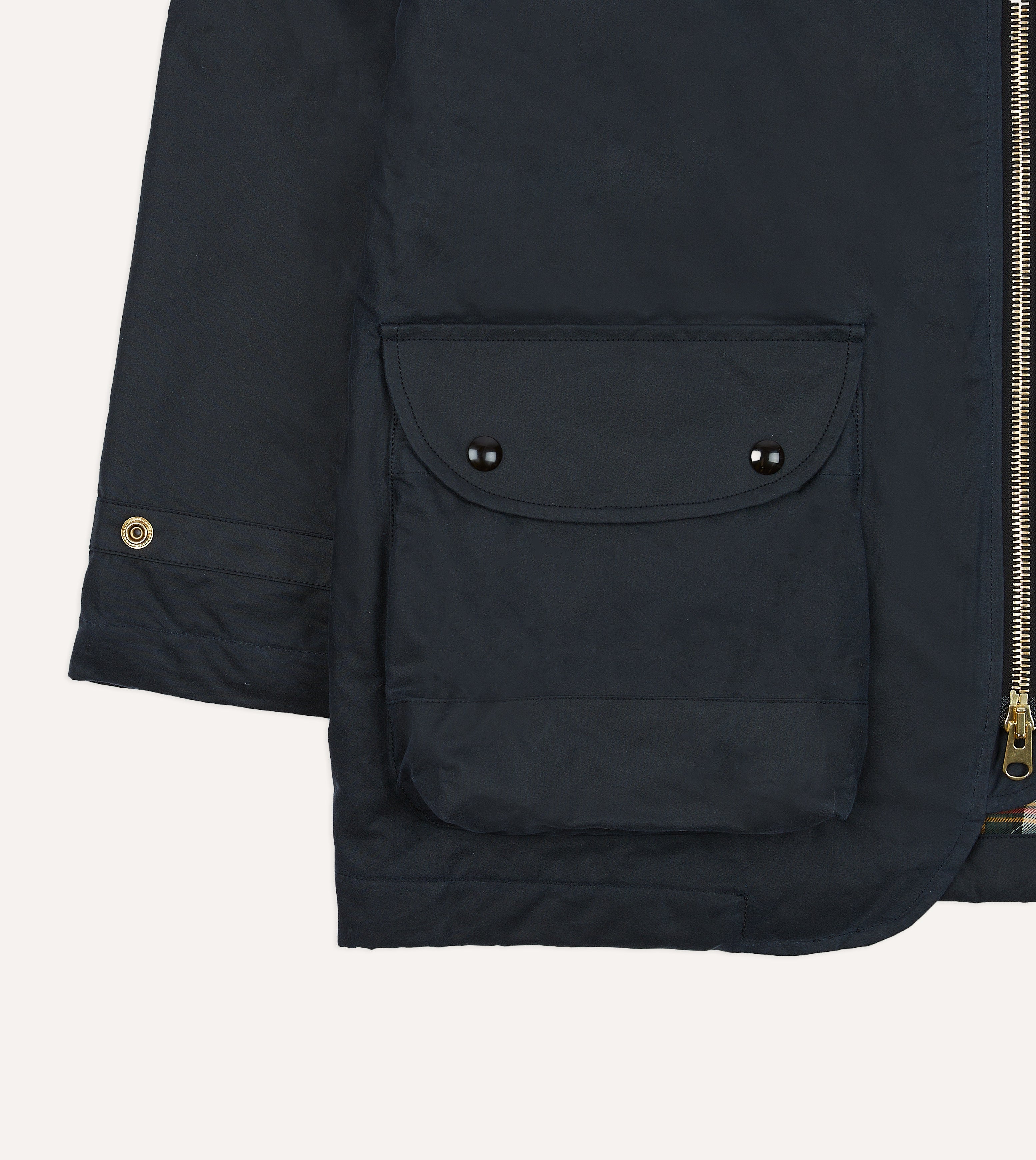 Men's Navy Waxed Cotton Coverall Jacket - Waterproof Workwear for Outdoor, Farming & Motorcycle Riding