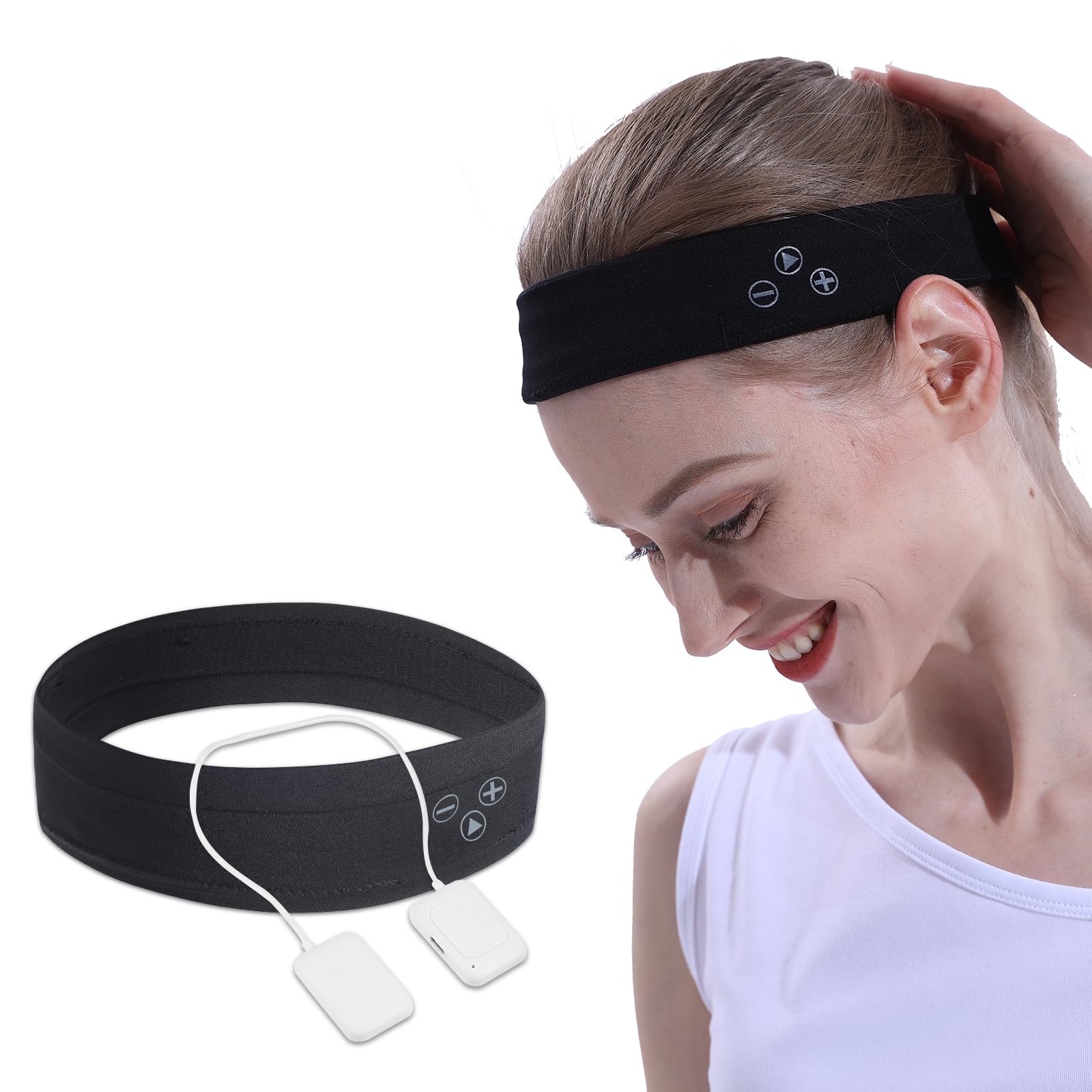 Wireless Bluetooth Sports Headband Headphones with Built-in Speakers - Turban Style Sleep Headphones for Workout, Running, Jogging, Yoga, Meditation, Sleeping & Travel - Comfortable & Sweatproof (Black) - Perfect for Nighttime Relaxation & Active Lifestyles