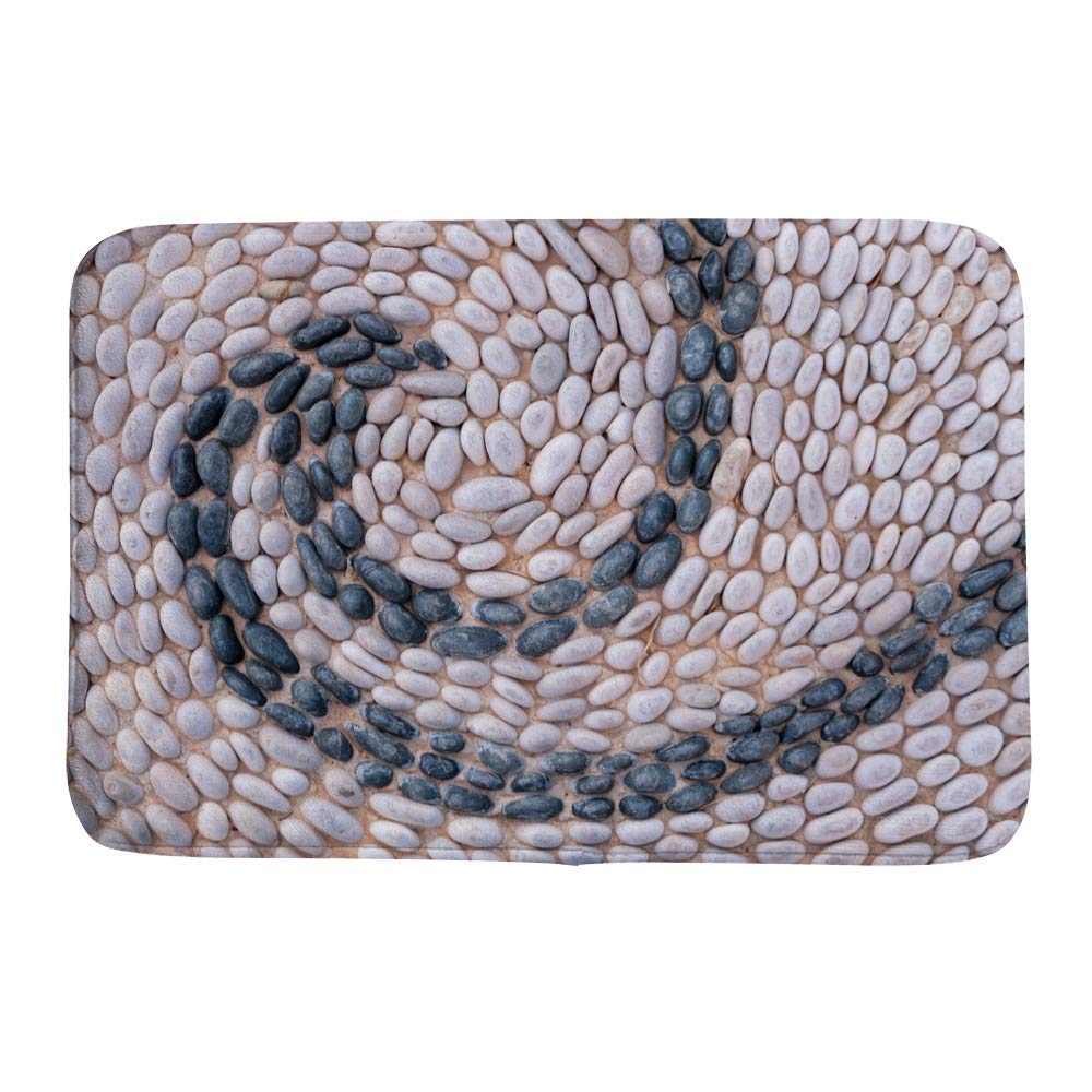 Non-Slip Bath Rug - Absorbent Microfiber Velvet Bath Mat with Old Cobblestone Pattern, Soft Shower & Bathroom Floor Carpet, 24