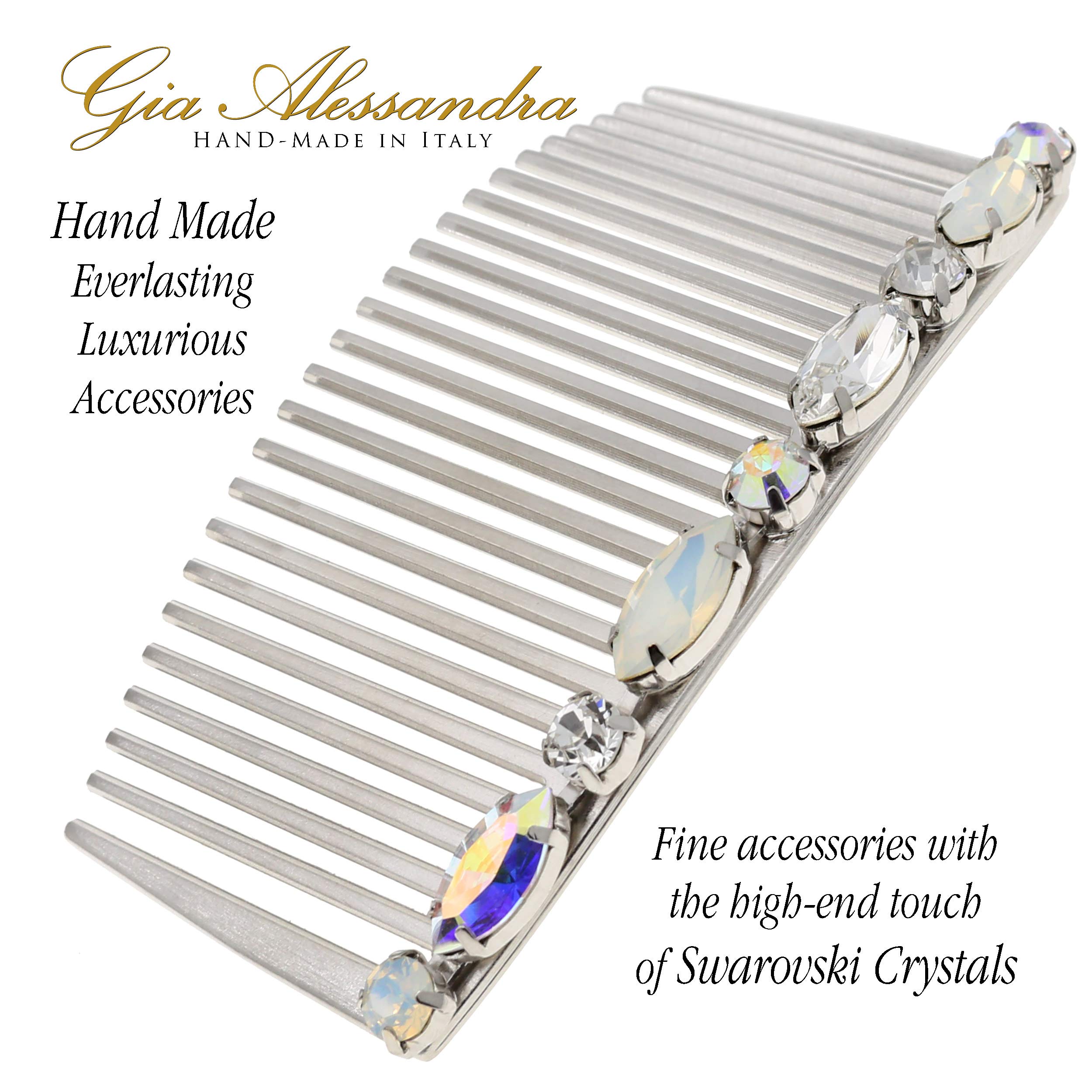 3.5 Inch Silver Wedding Hair Side Comb with Swarovski Crystals - Handmade in Italy Bridal Hair Accessories for Women, Bride & Bridesmaids | Perfect for Weddings, Prom, Formal Events & Special Occasions