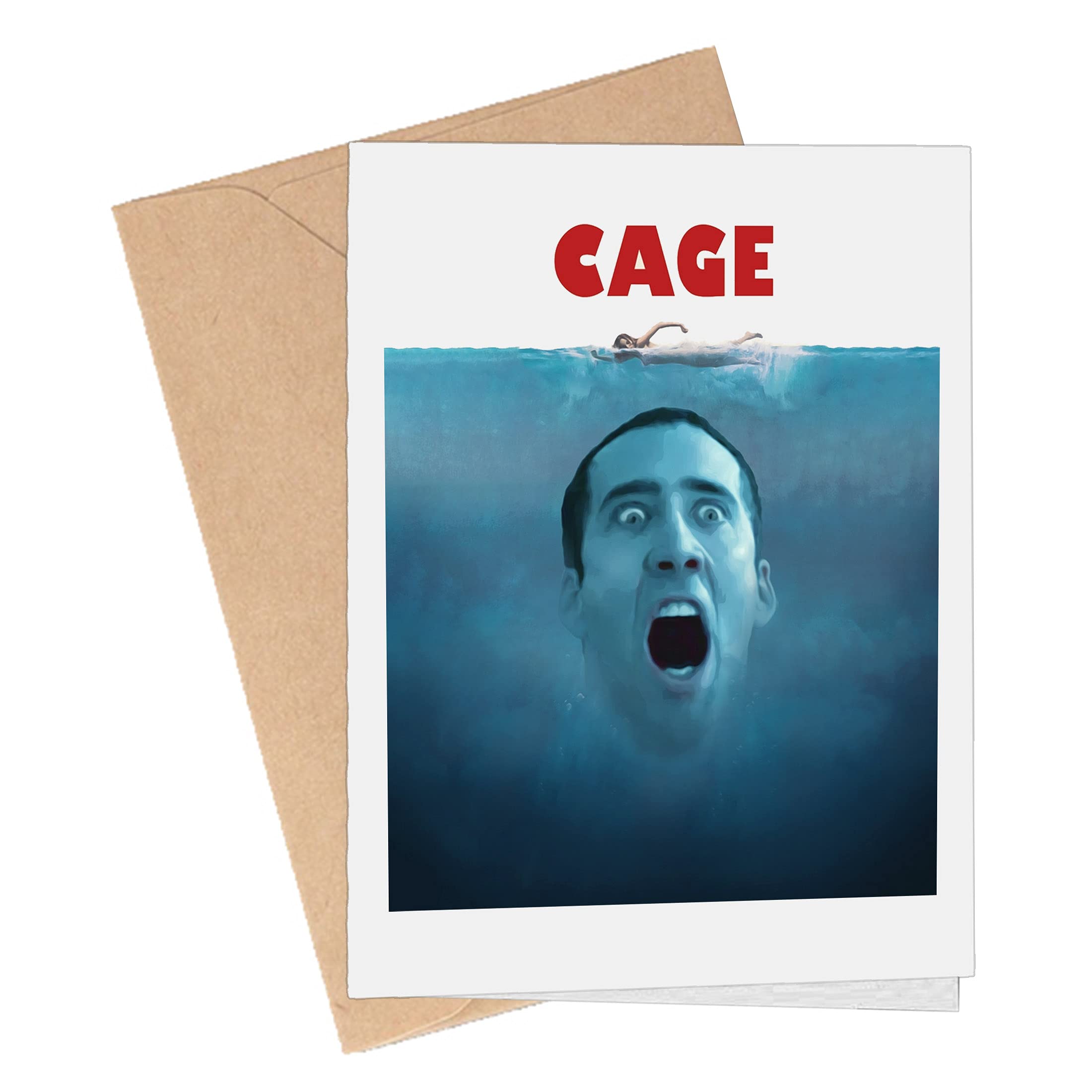 Faustinos Nicolas Cage Funny Pun Greeting Card - Birthday & Anniversary Card with Hilarious Quote (White, 1-Pack) - Perfect for Movie Fans & Humor Lovers
