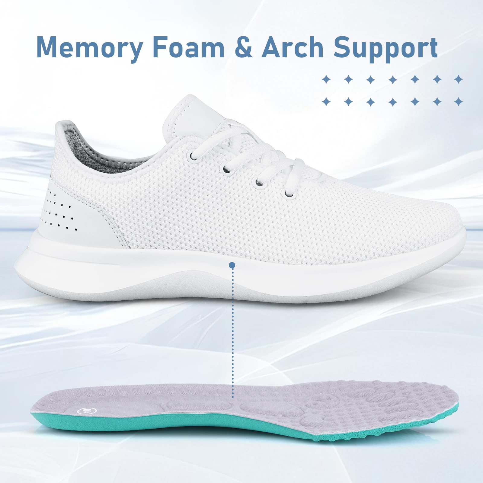 **Women's & Men's Lightweight Walking Sneakers with Arch Support - Non-Slip Athletic Running Shoes for Gym, Workout, Yoga & Daily Walking - Comfortable Breathable Tennis Shoes for Women & Men**