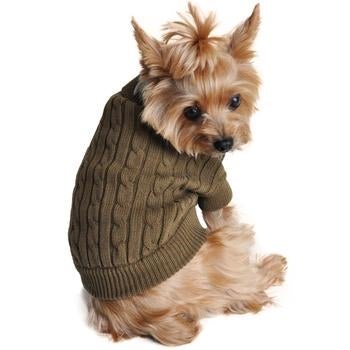 Premium Combed Cotton Cable Knit Dog Sweater - Soft & Warm Herb Green Winter Pet Clothing for Small to Medium Dogs - Perfect for Outdoor Walks & Cozy Indoor Wear