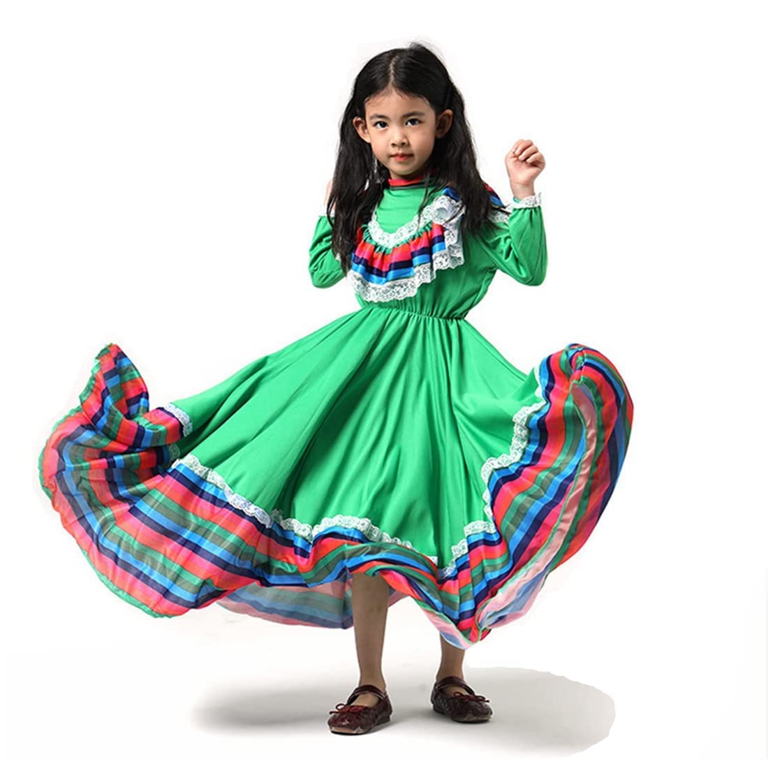Mexican Traditional Dress for Girls - National Style Princess Costume for Halloween, Carnival, Birthday Parties & Cultural Events | Authentic Mexican Fiesta Outfit