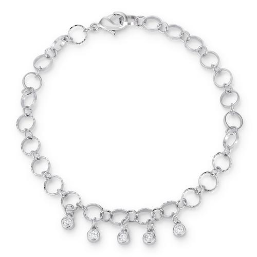 0.55 Ct Elegant 8-Piece Rhodium Plated CZ Charm Bracelet for Women - Perfect for Parties, Weddings & Everyday Wear
