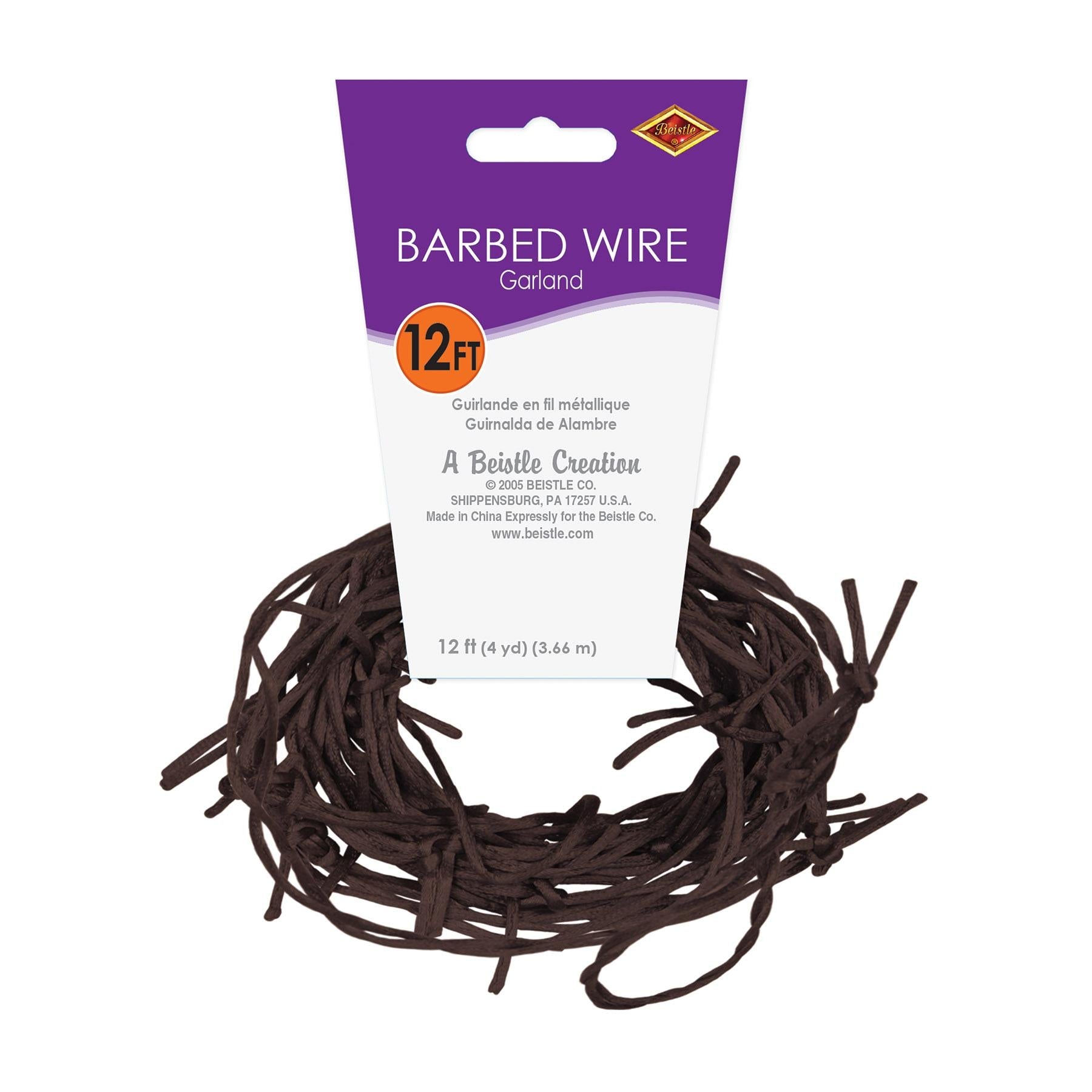12 Pack Beistle Halloween Rusty Barbed Wire Garland Decor - Spooky Party Supplies for Haunted House, Graveyard, and Halloween Party Decorations