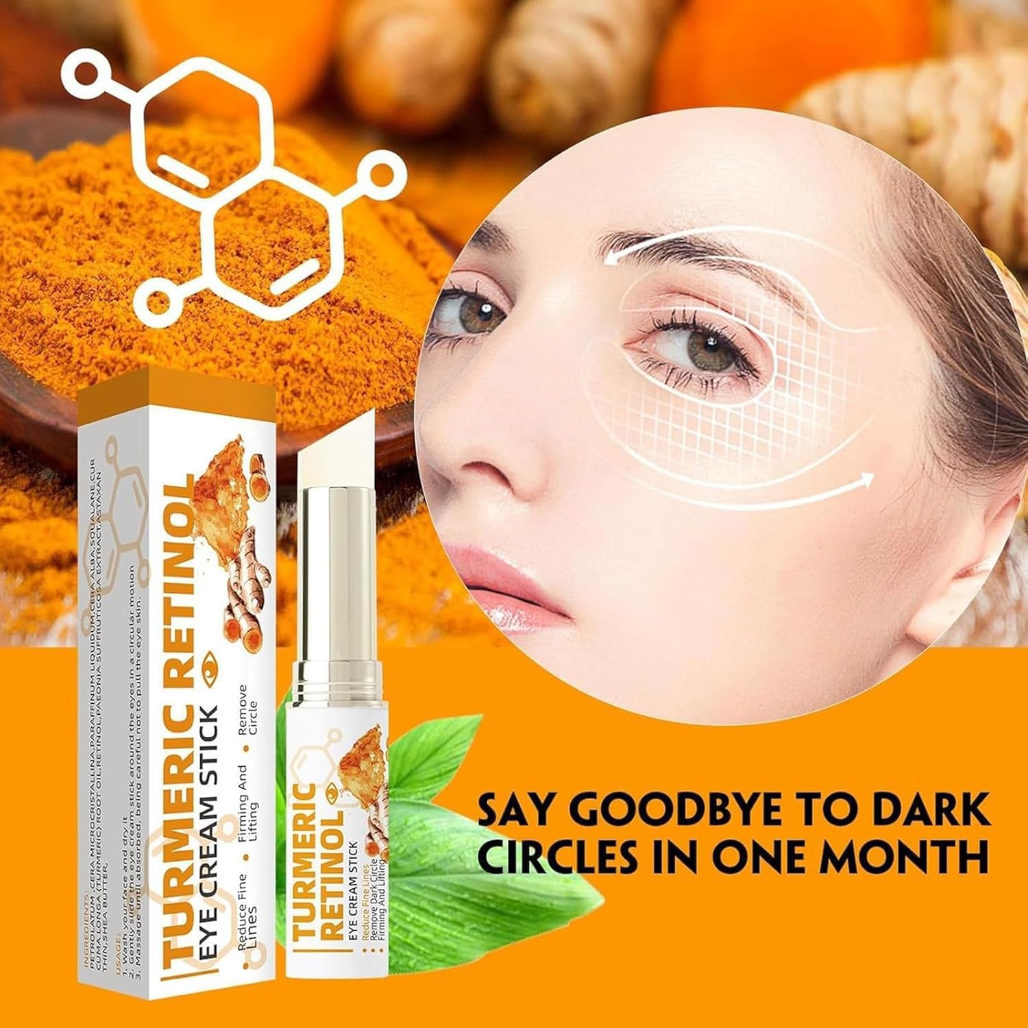 Lumibalm Under Eye Bags Treatment - Turmeric Eye Cream Stick (2 Pack) for Dark Circles & Puffiness - Perfect for Morning Routine & Travel Skincare
