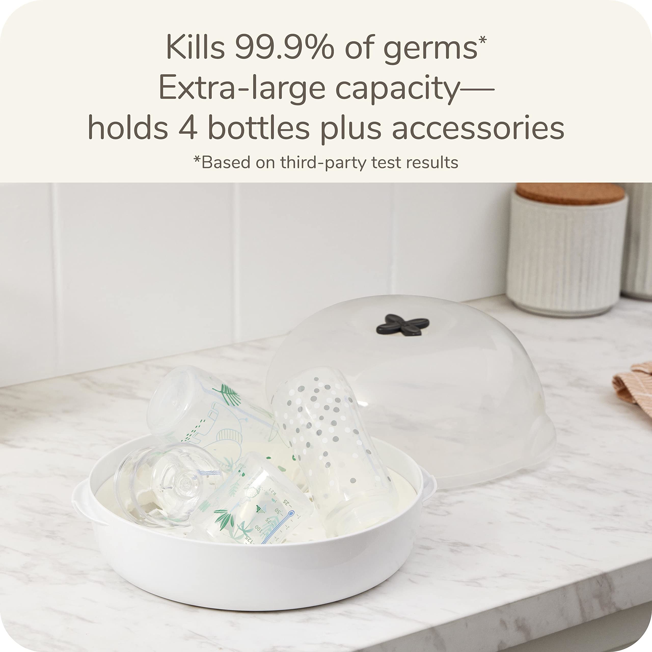 NUK Micro Express Microwave Baby Bottle Sterilizer - Fast & Effective Steam Sterilization for Bottles, Pacifiers & Accessories | Safe for Newborns & Infants | Perfect for Travel, Daycare & Home Use