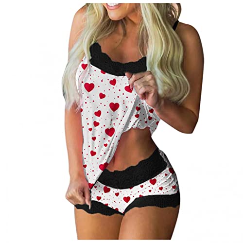 Women's Modal Sleepwear Set - Lace Trim Cami & Shorts Pajamas for Comfortable Sleep, Lounge & Summer Nights