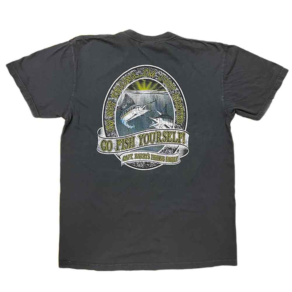 Go Fish Yourself Short Sleeve Black T-Shirt for Men - Casual Graphic Tee for Fishing Enthusiasts & Outdoor Activities