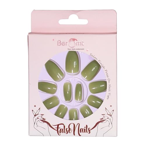 Premium 12-Piece Glossy Acrylic False Nails Set with Nail Glue & Sticker Sheet - Complete Nail Art Kit for Salon, Party & Special Occasions - BFN453PSN